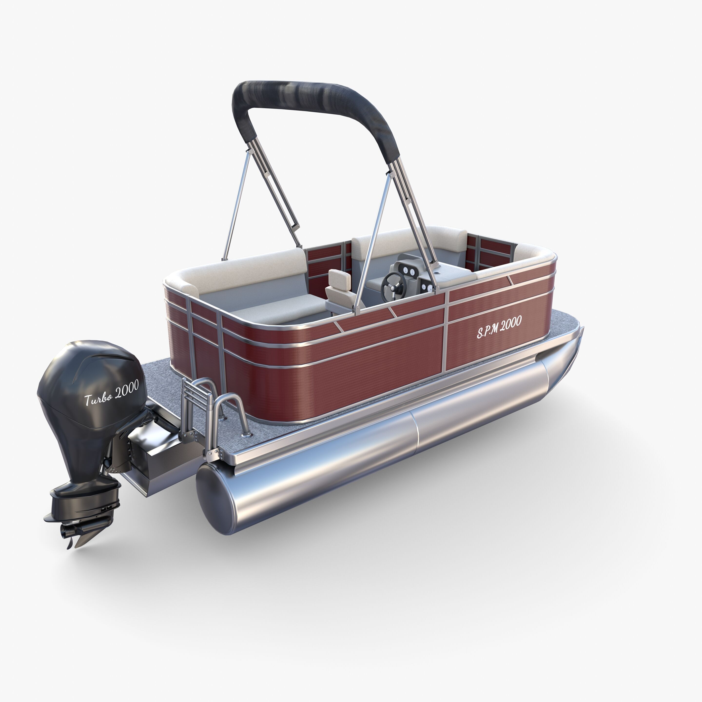 Pontoon Boat v2 3D model_8