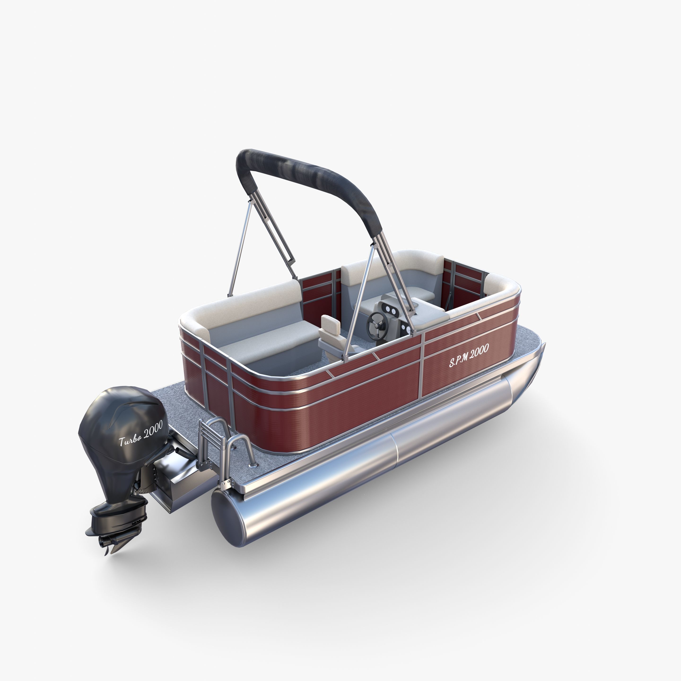 Pontoon Boat v2 3D model_14