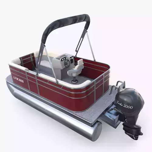 Pontoon Boat v2 3D model