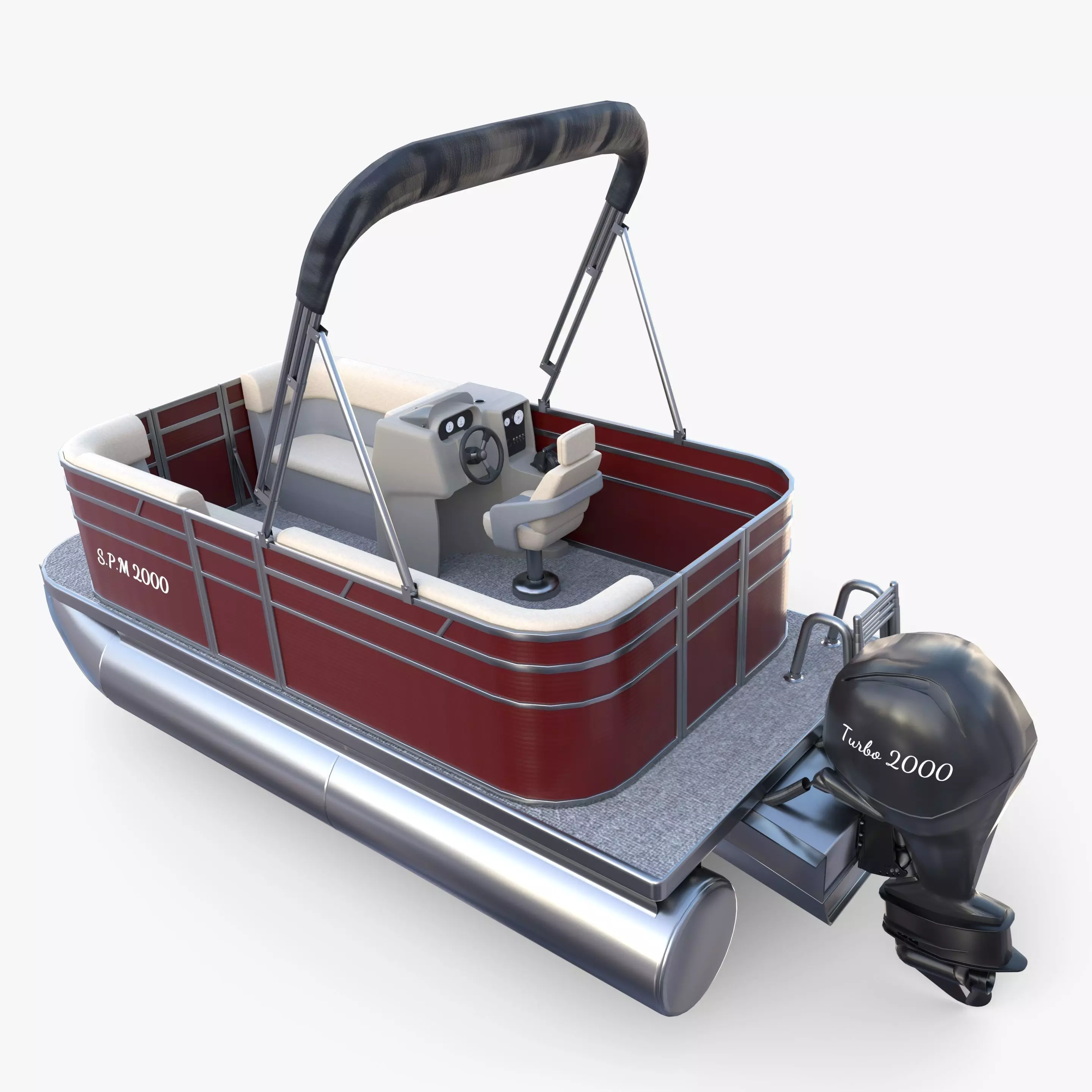 Pontoon Boat v2 3D model_0