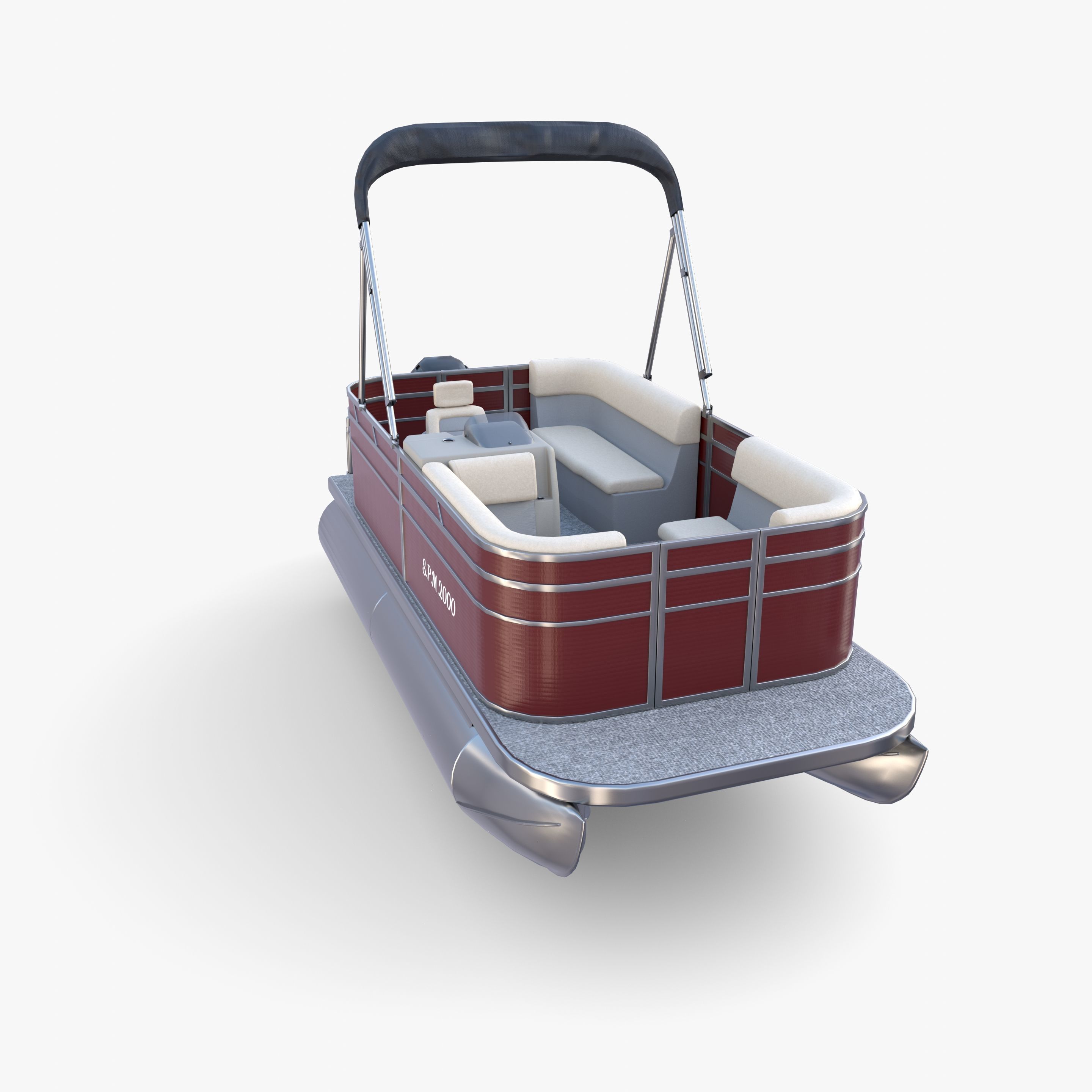 Pontoon Boat v2 3D model_3