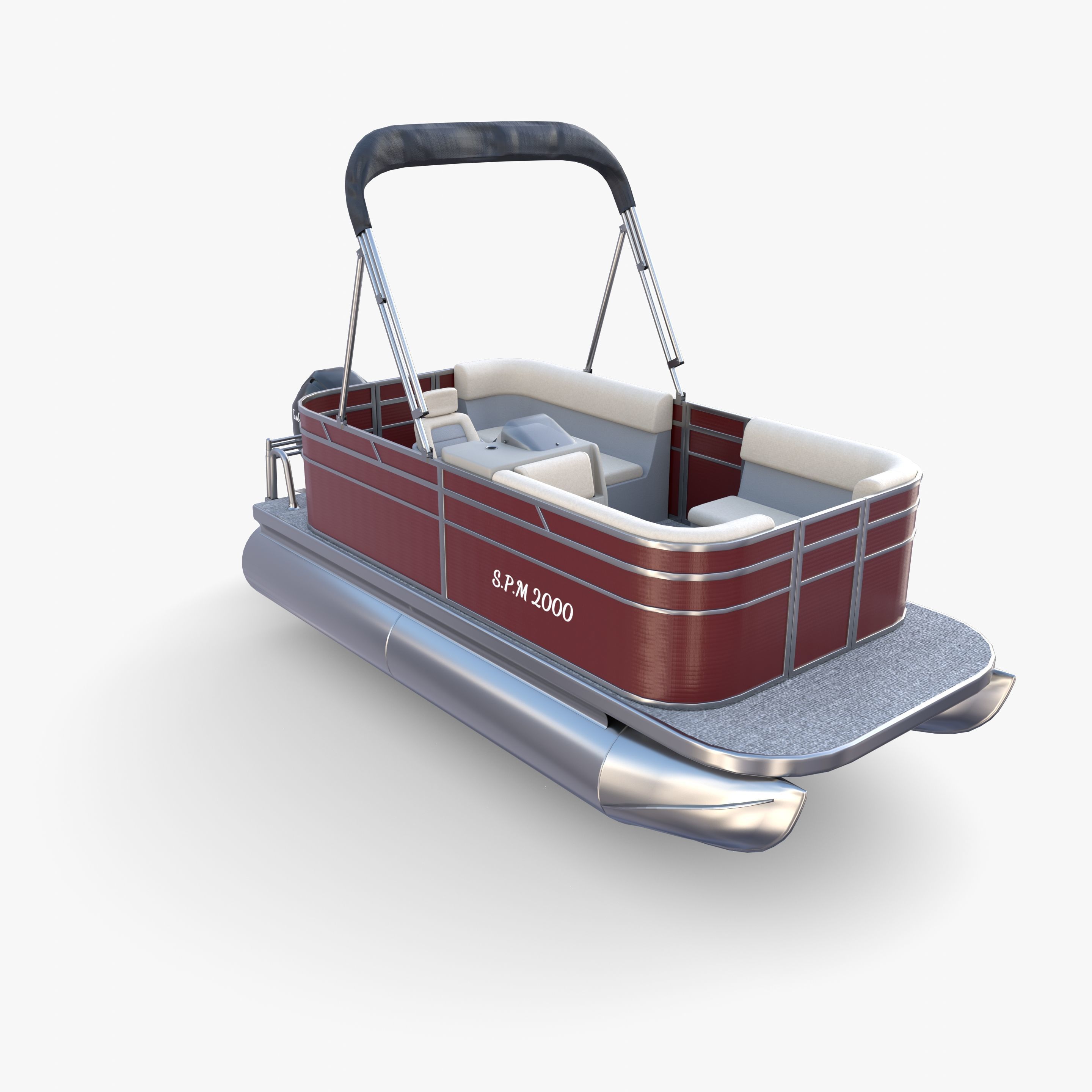 Pontoon Boat v2 3D model_2