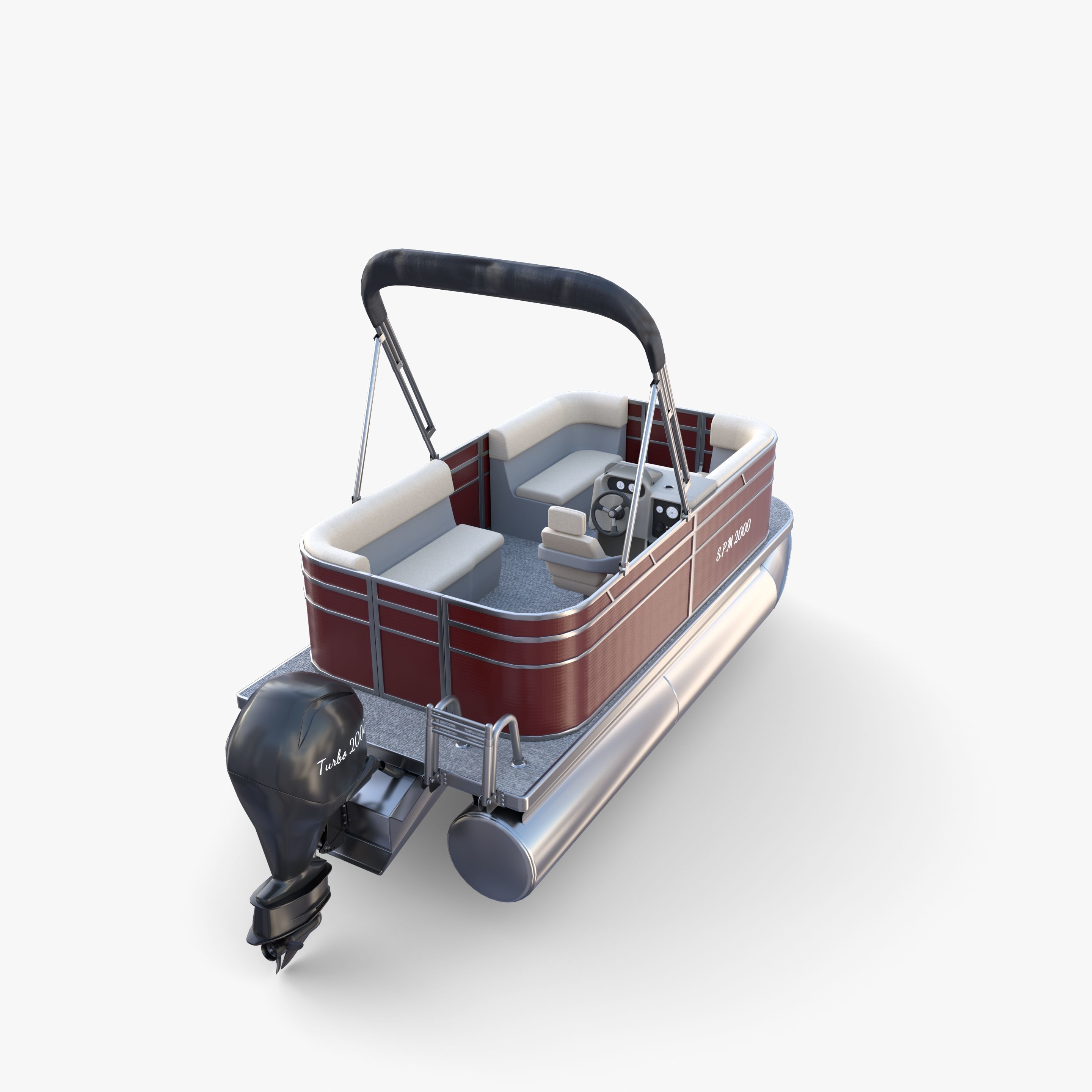 Pontoon Boat v2 3D model_13