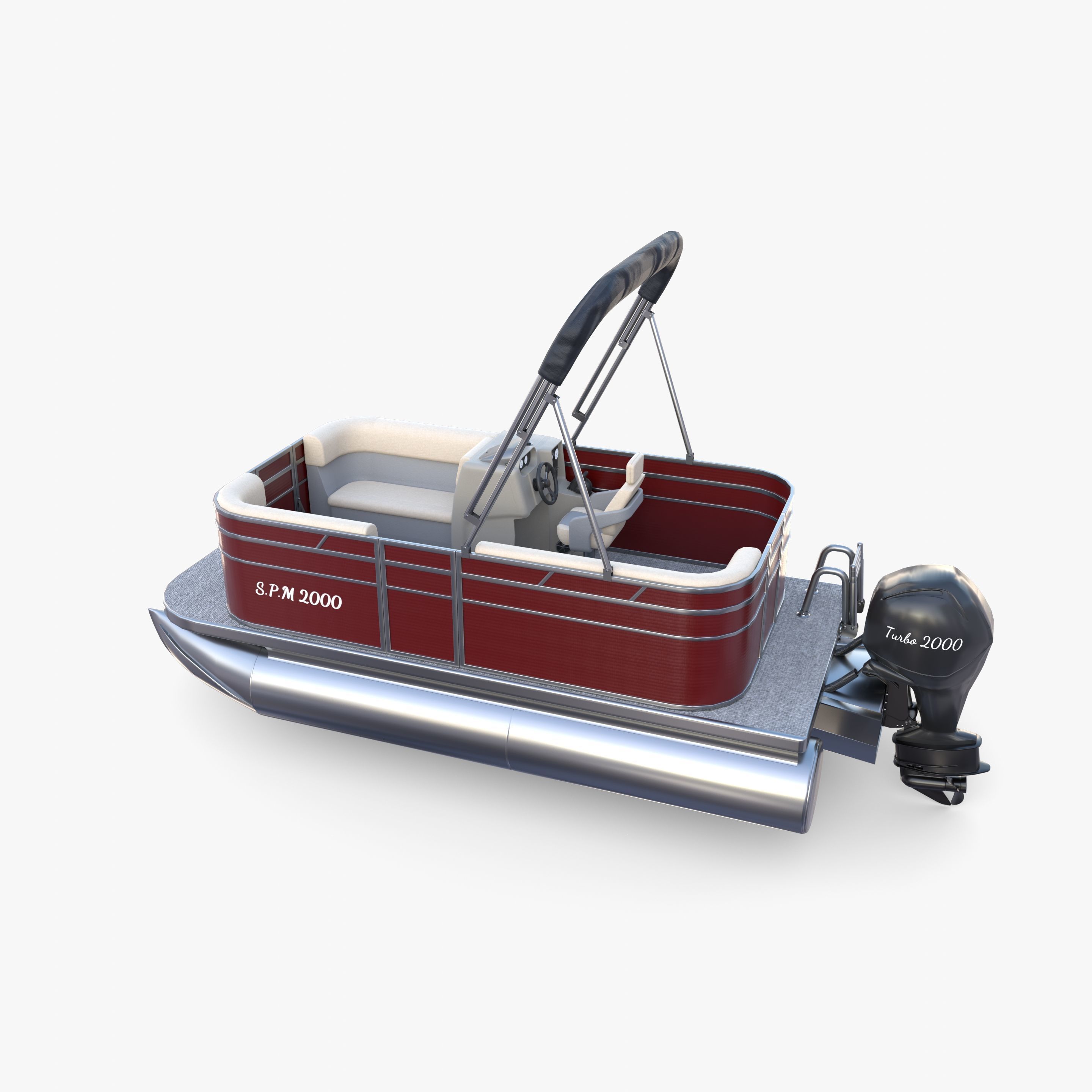 Pontoon Boat v2 3D model_11