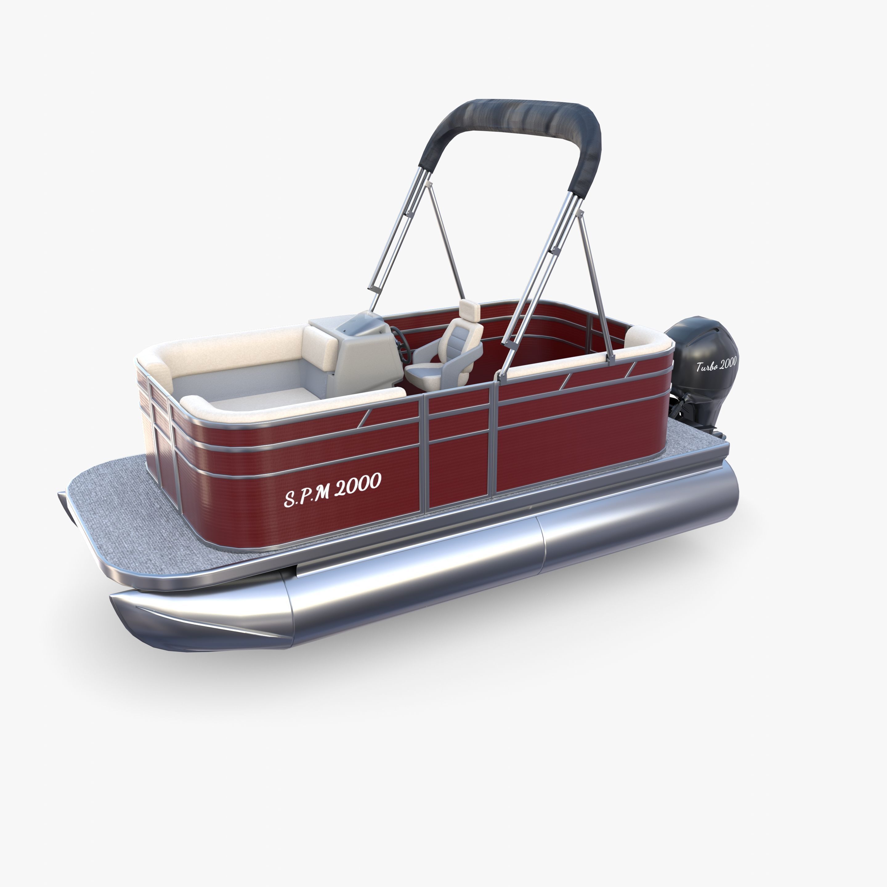 Pontoon Boat v2 3D model_5