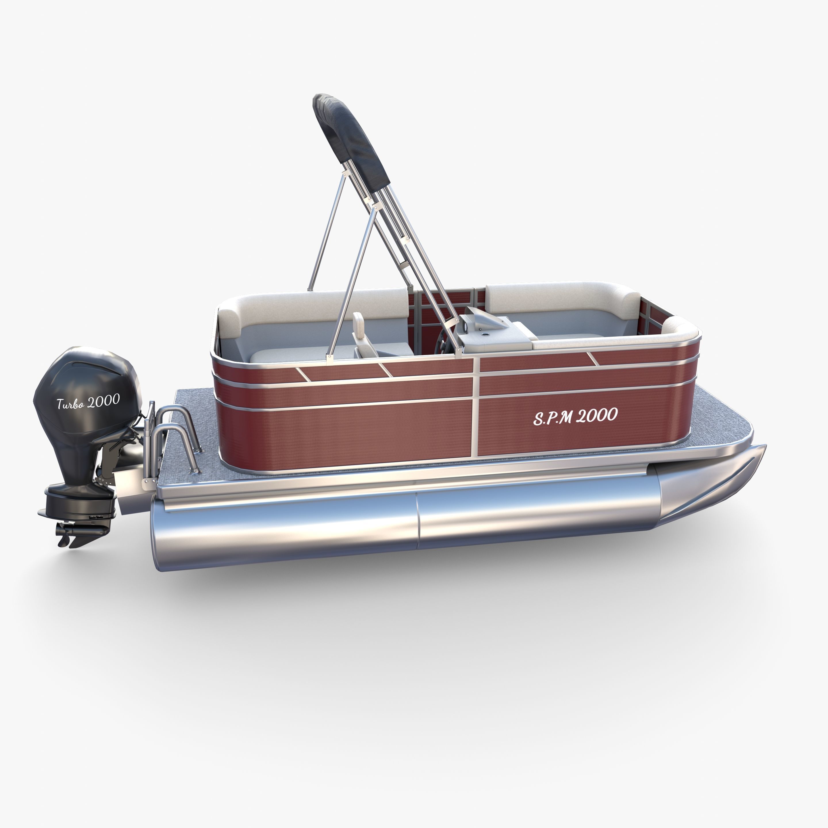 Pontoon Boat v2 3D model_9