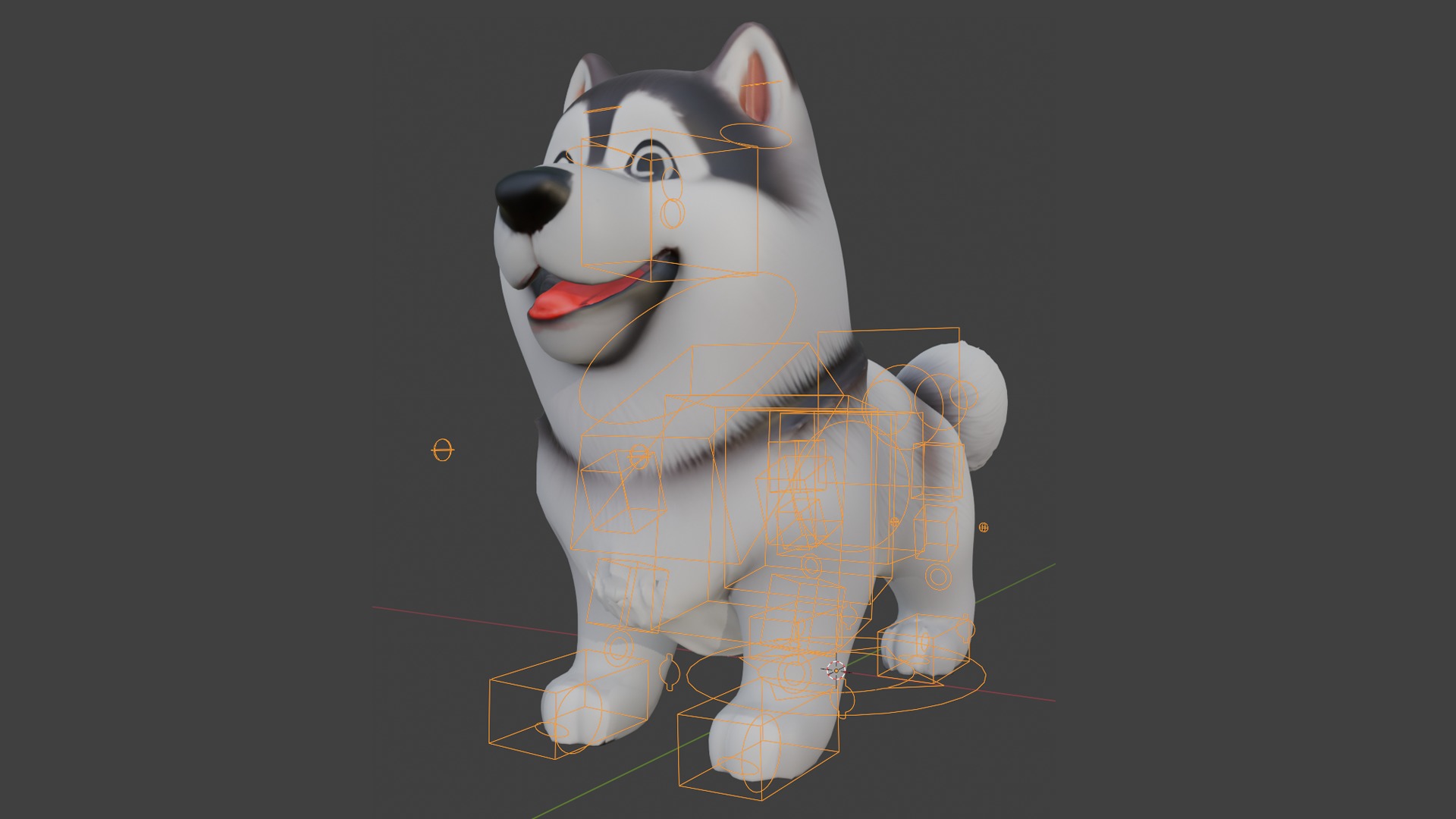 Cartoon husky dog Low-poly 3D model_4