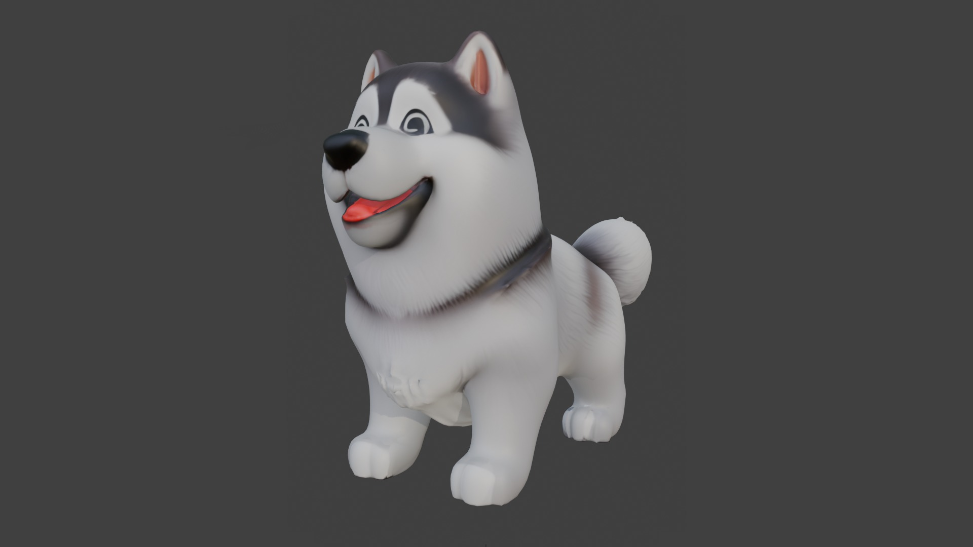 Cartoon husky dog Low-poly 3D model_1