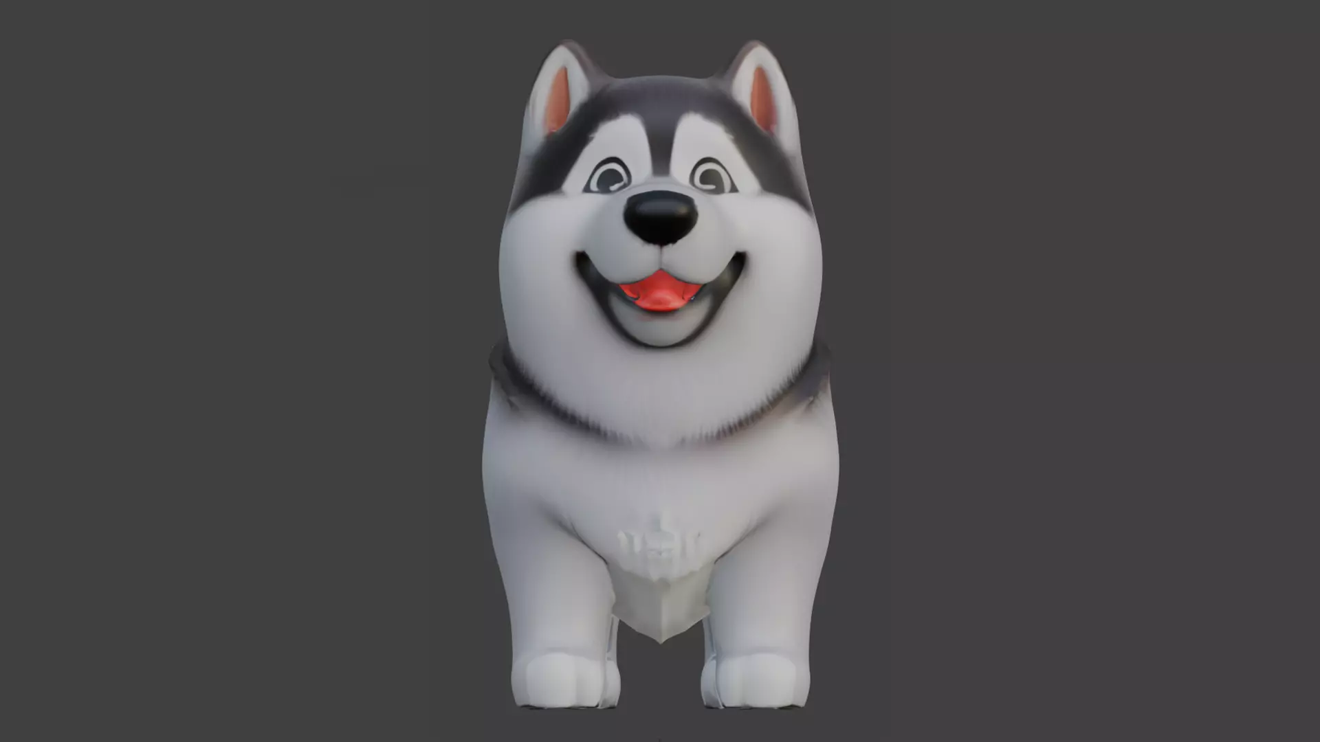 Cartoon husky dog Low-poly 3D model_0
