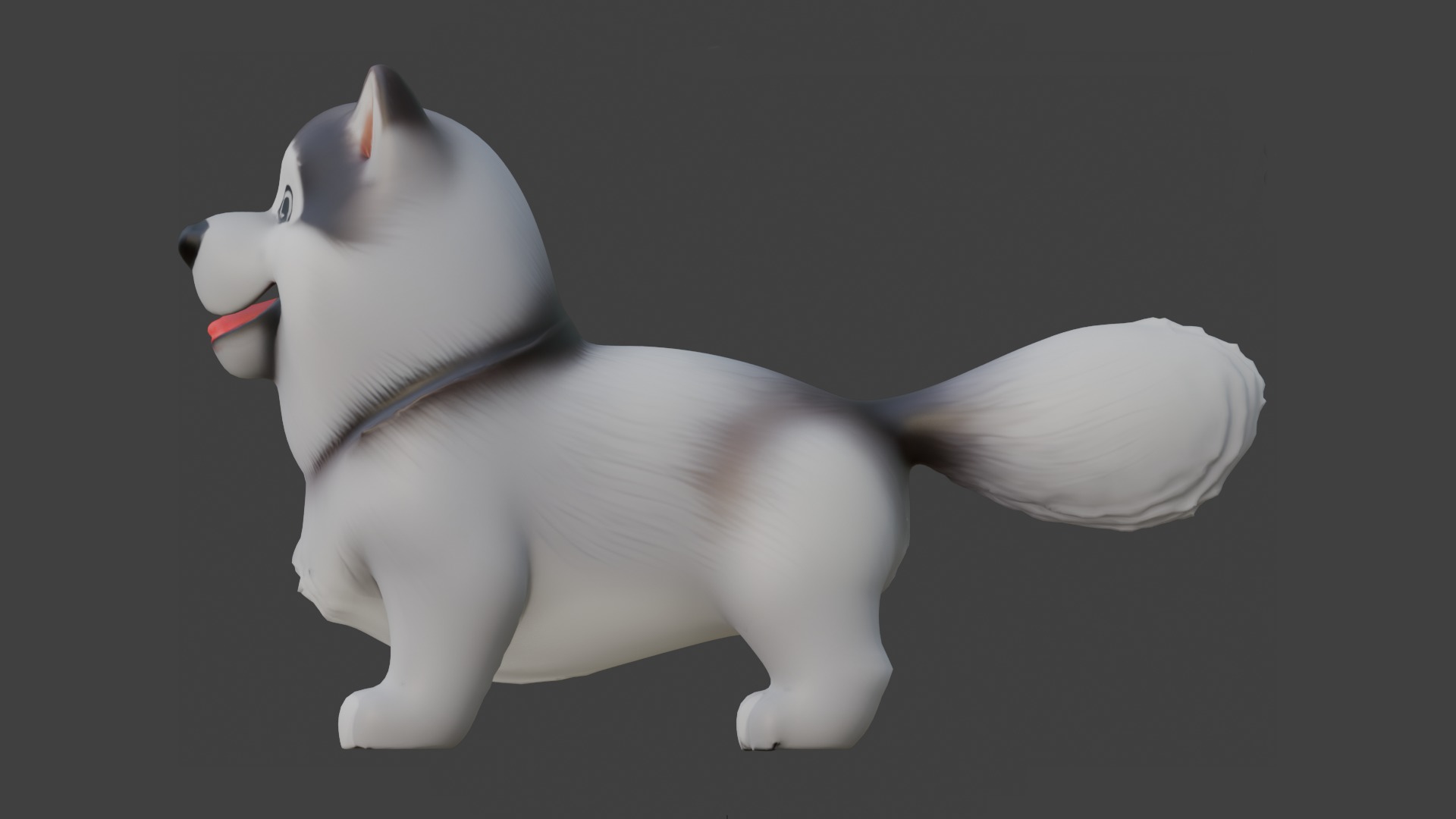 Cartoon husky dog Low-poly 3D model_2