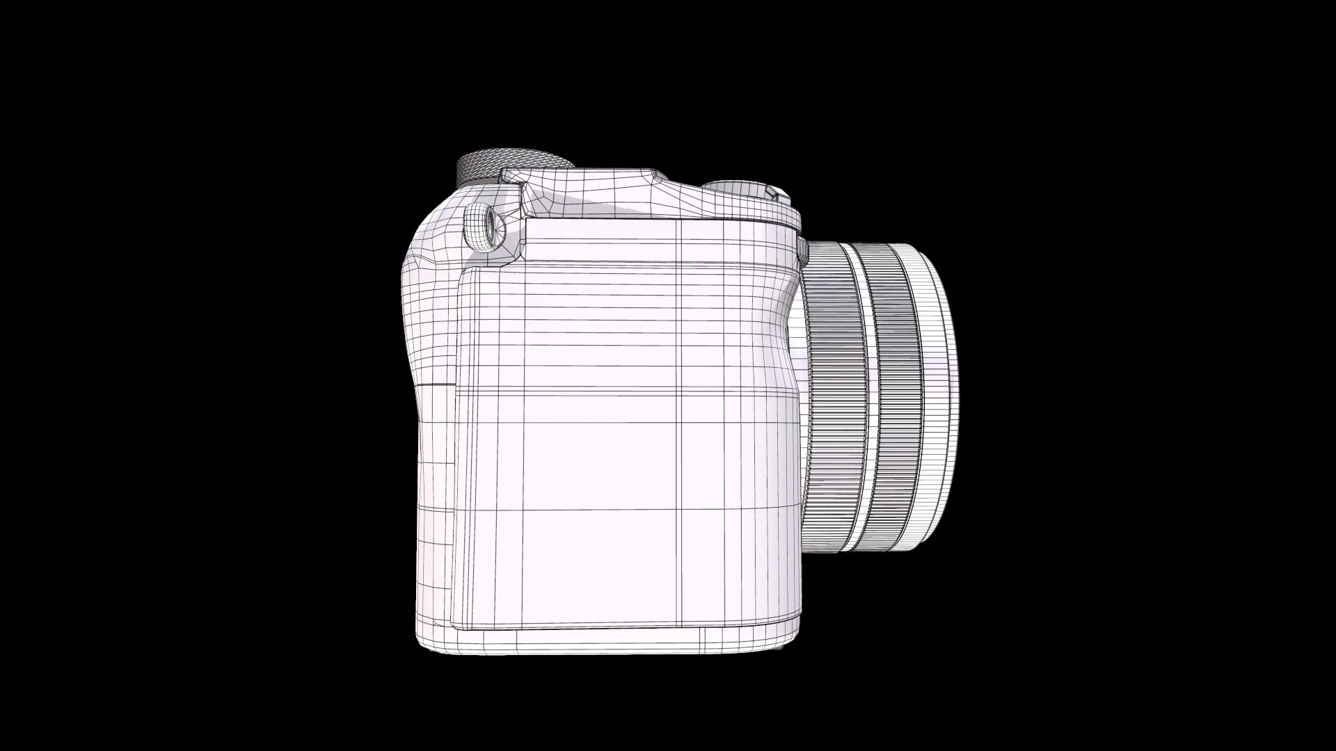 Sony Full Size Mirror Lens Camera Low-poly 3D model_17