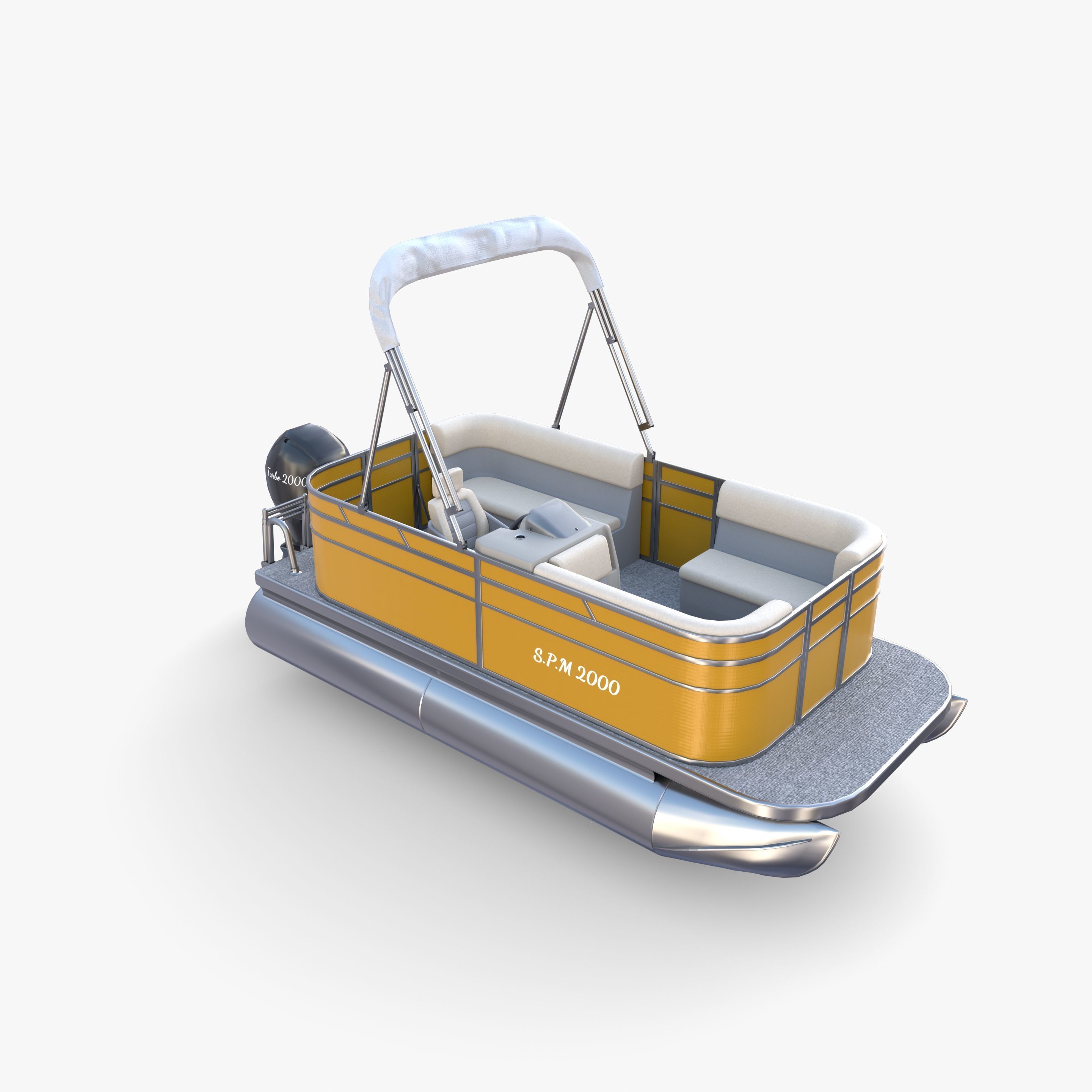 Pontoon Boat v3 3D model_12