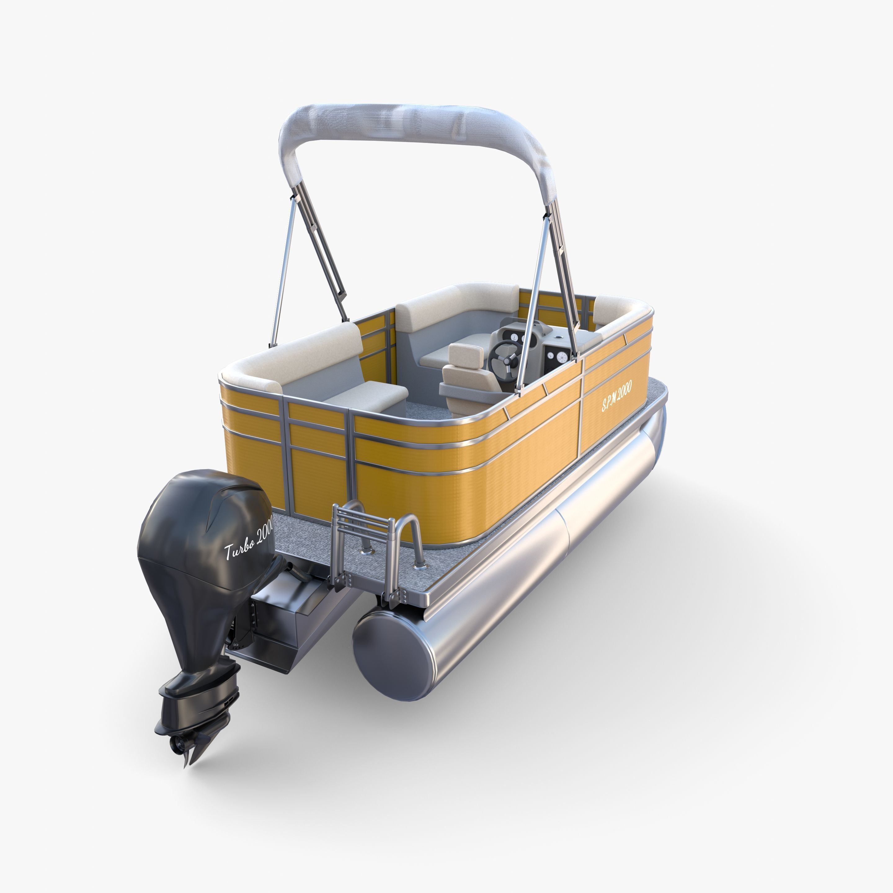 Pontoon Boat v3 3D model_10
