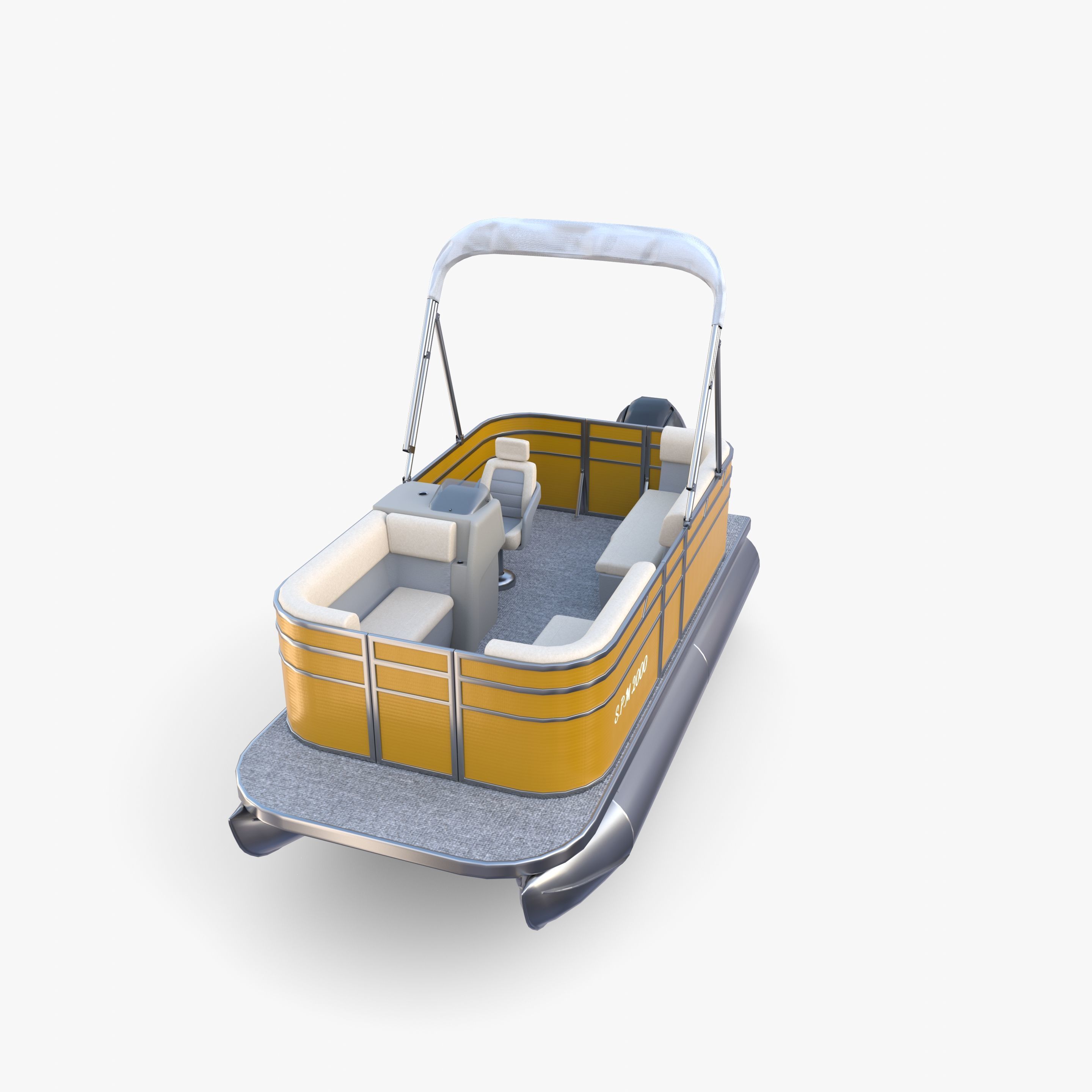 Pontoon Boat v3 3D model_14