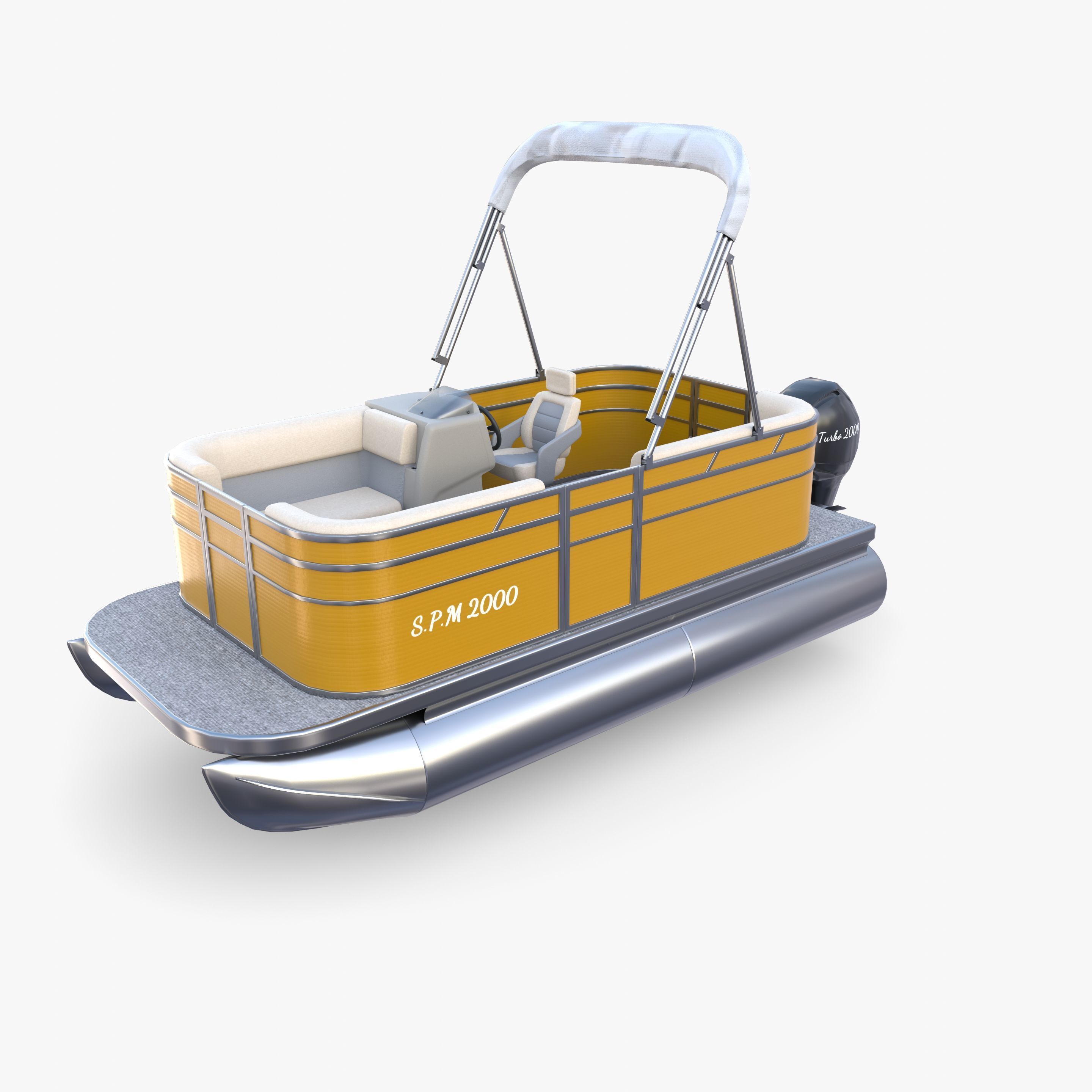 Pontoon Boat v3 3D model_5