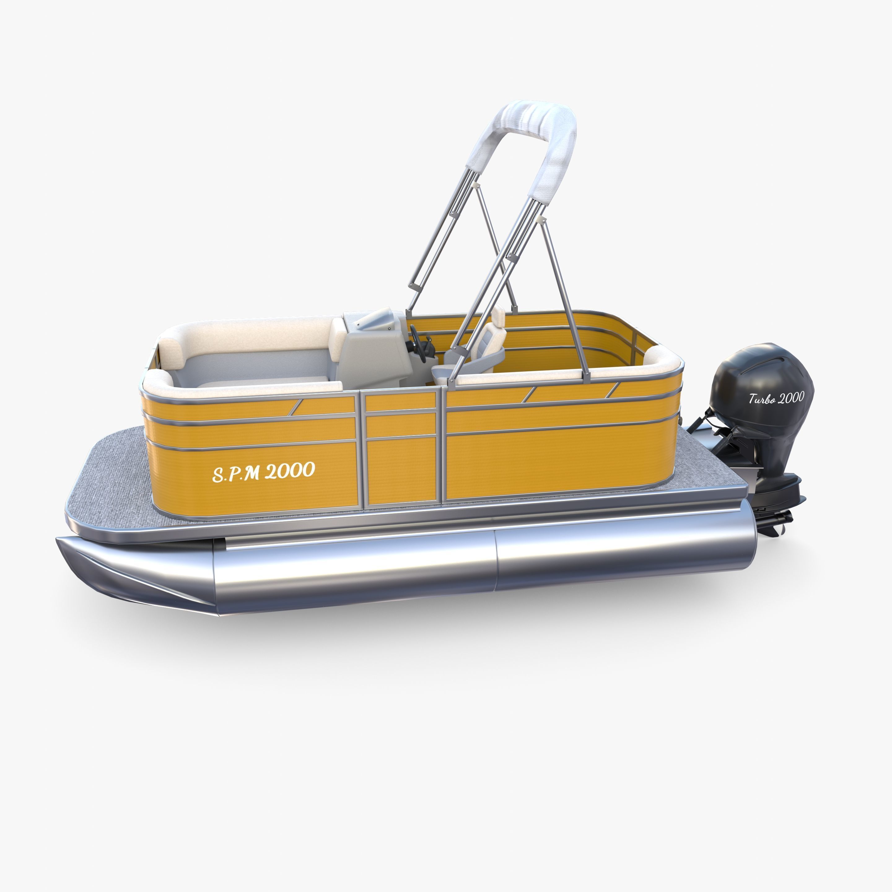 Pontoon Boat v3 3D model_6