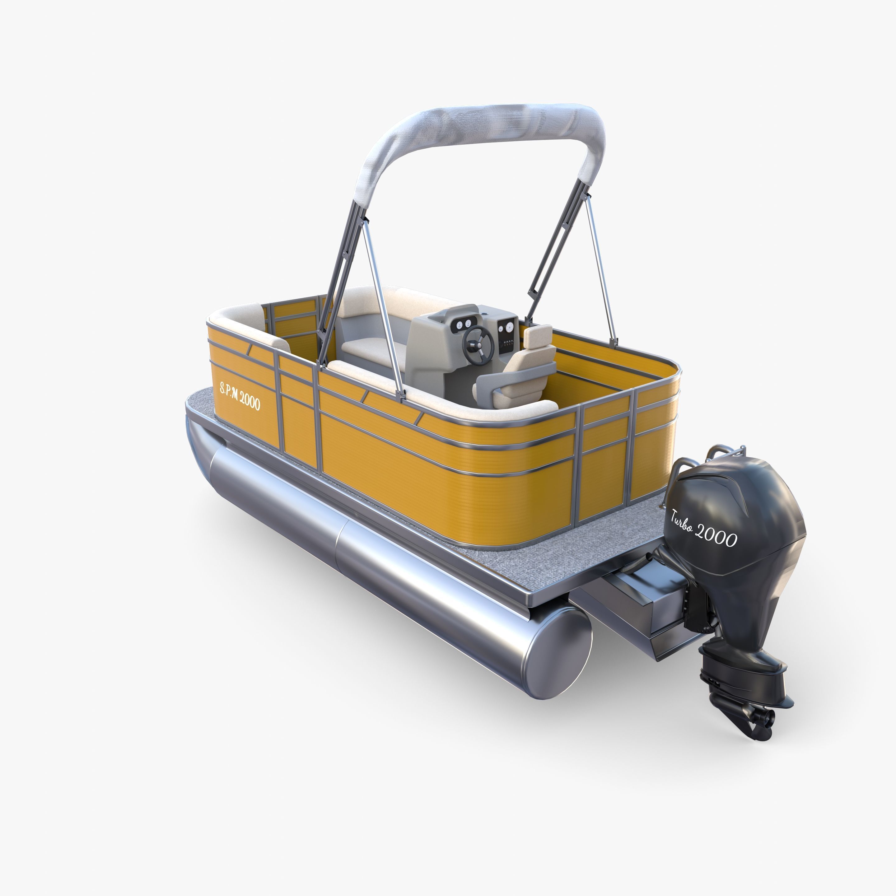 Pontoon Boat v3 3D model_8