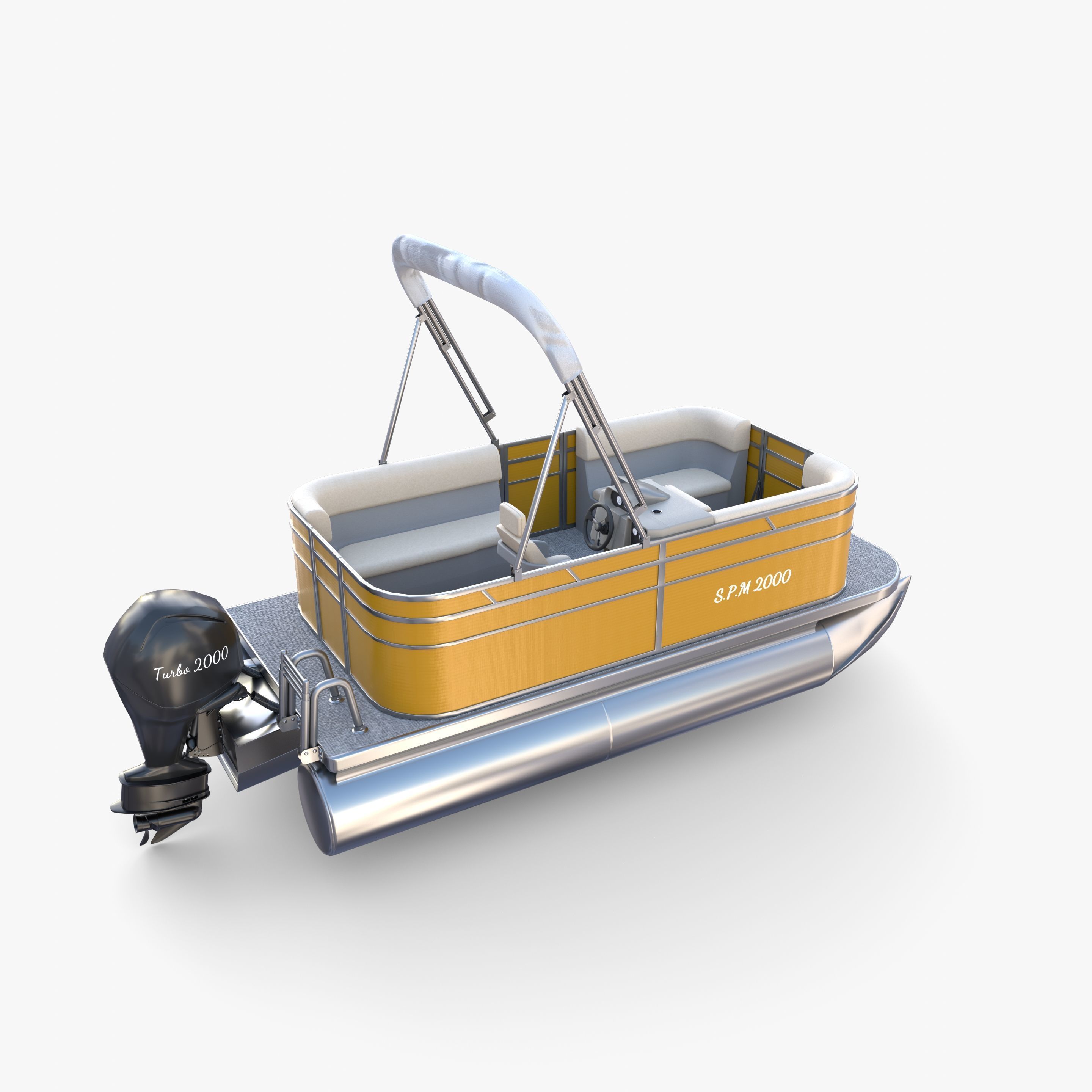 Pontoon Boat v3 3D model_17