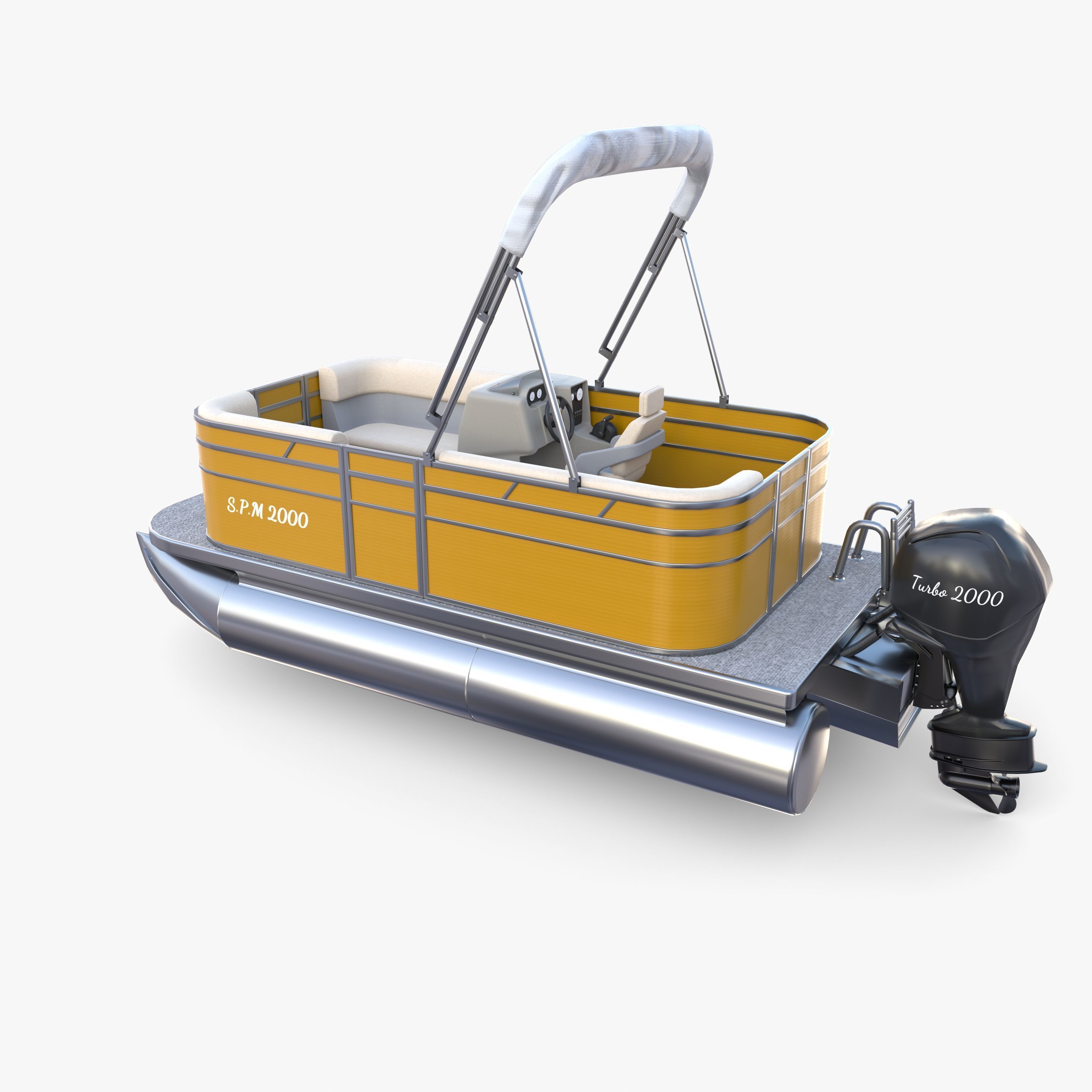 Pontoon Boat v3 3D model_7