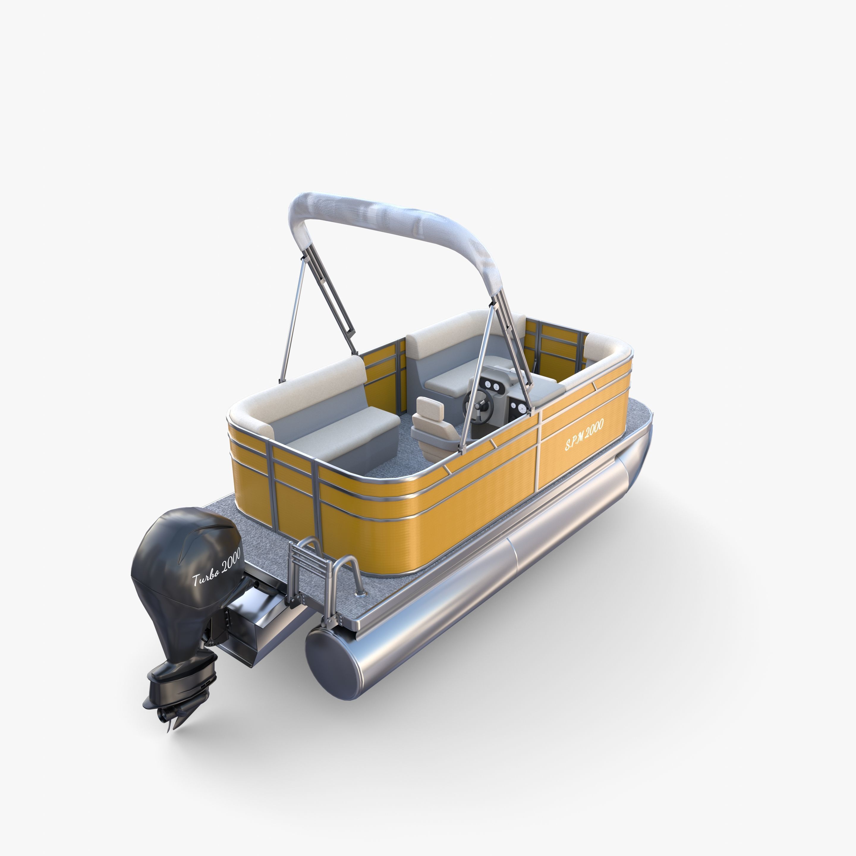 Pontoon Boat v3 3D model_16