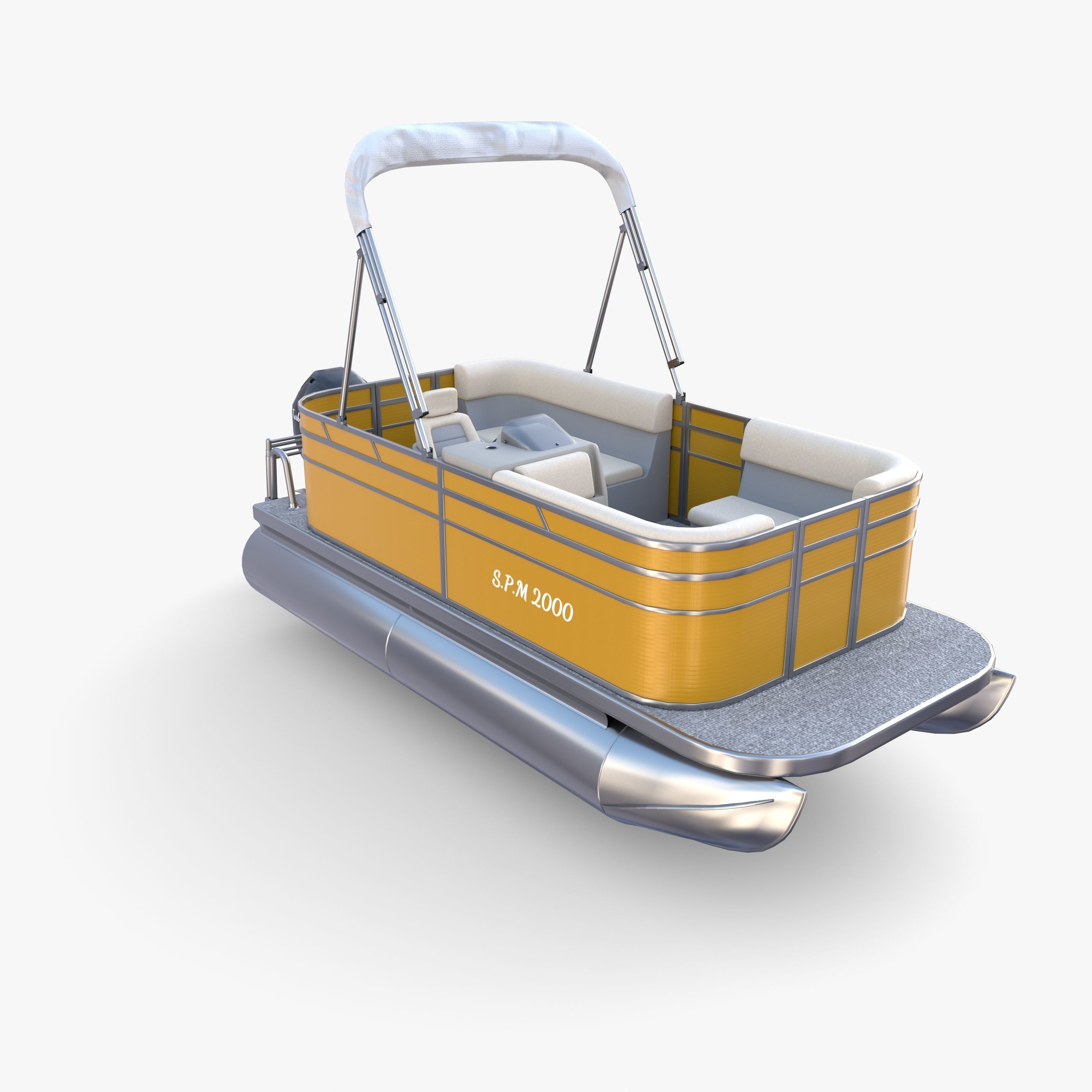 Pontoon Boat v3 3D model_2