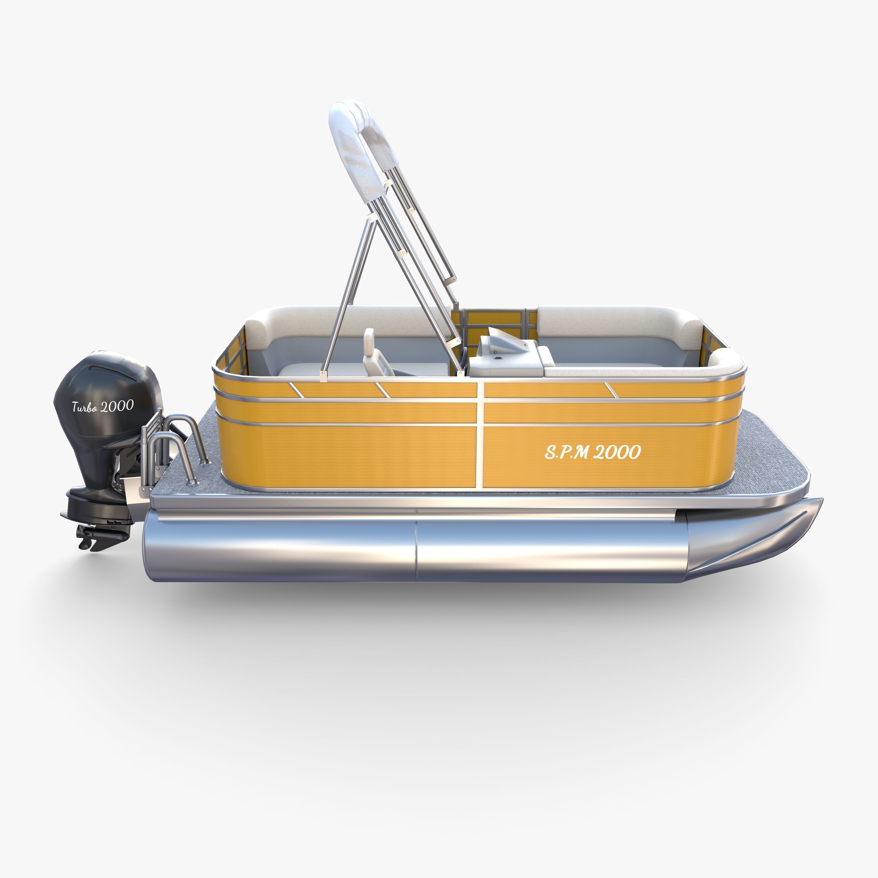 Pontoon Boat v3 3D model_11