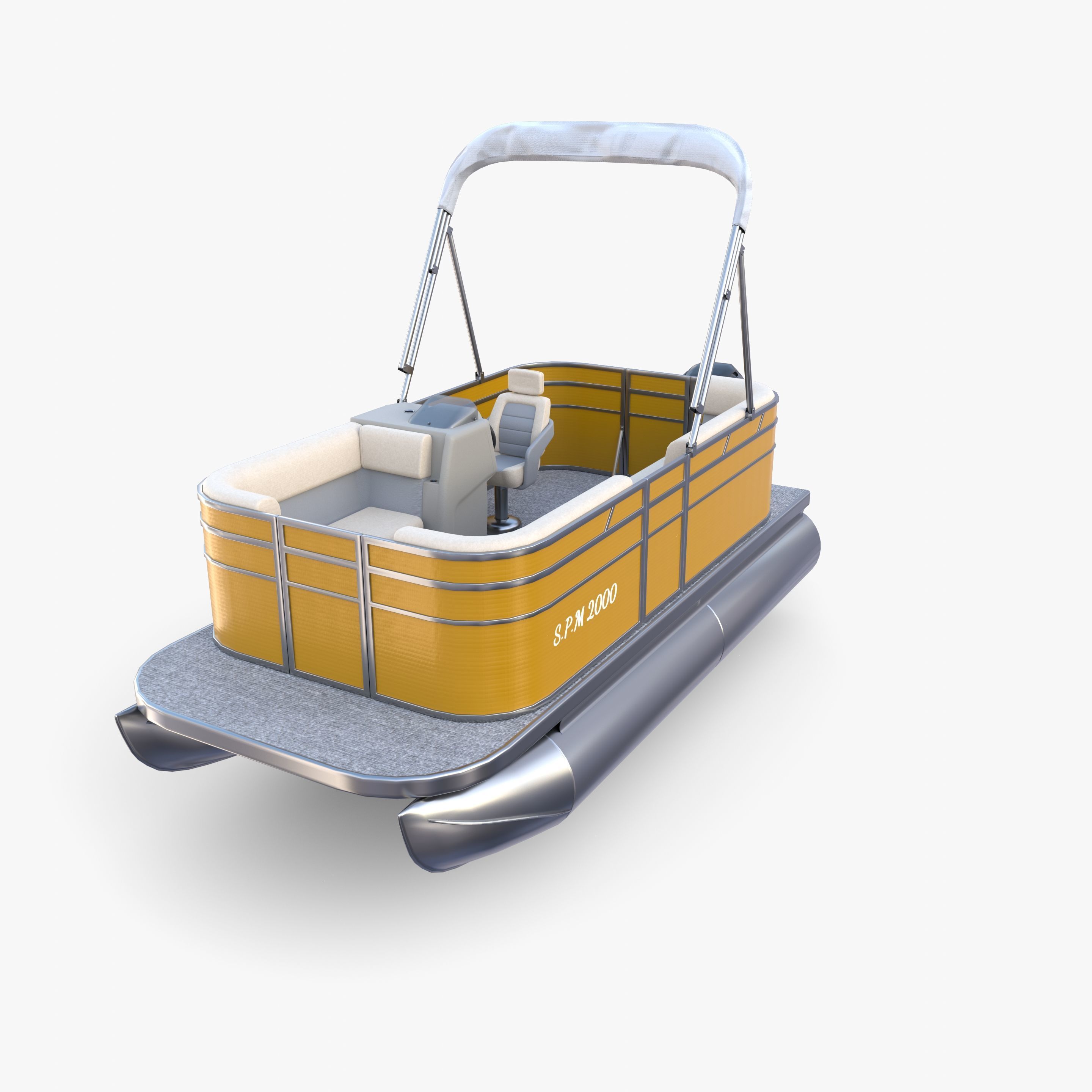 Pontoon Boat v3 3D model_4