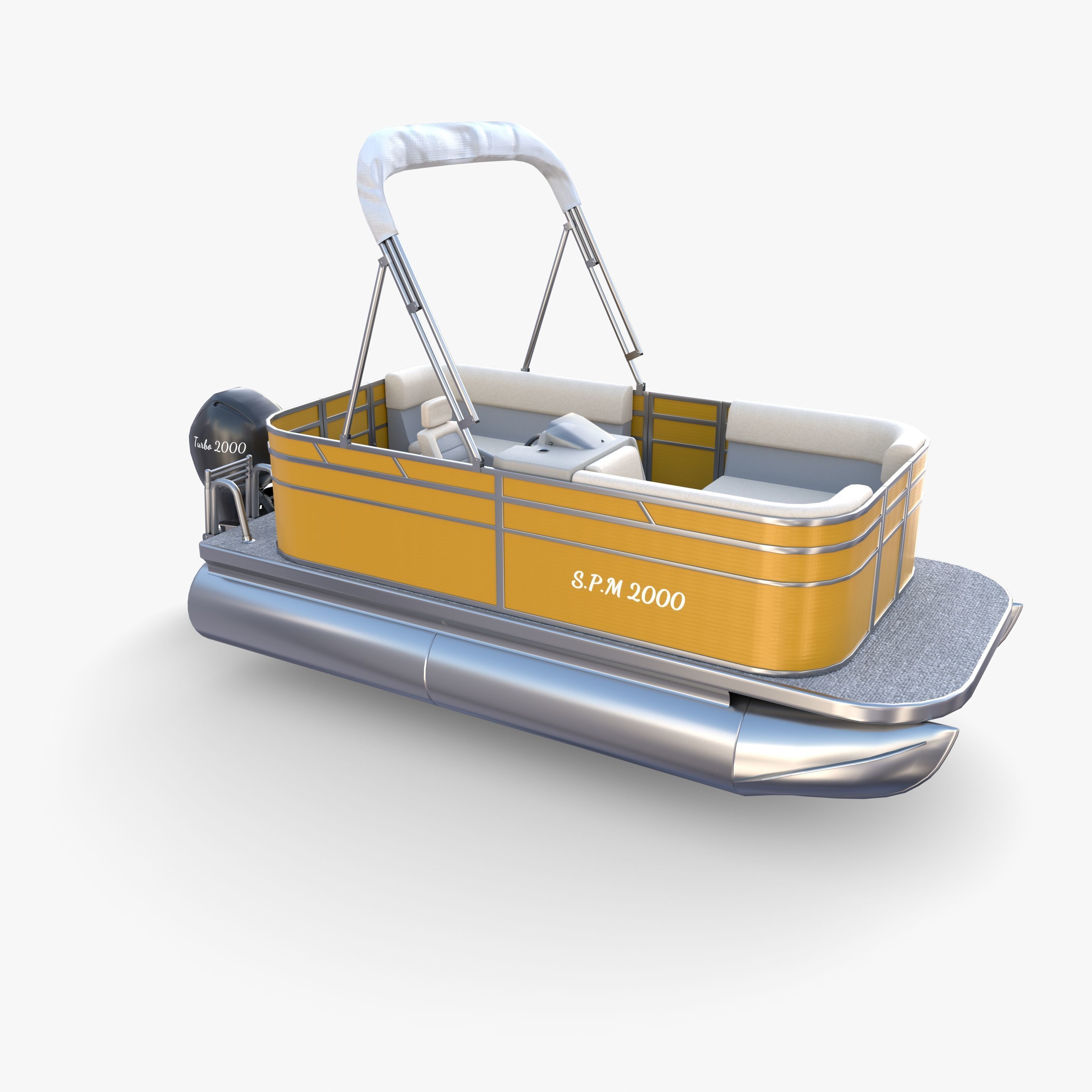 Pontoon Boat v3 3D model_1