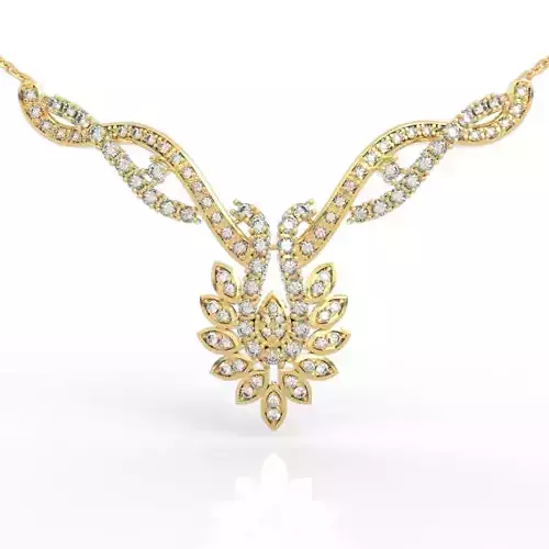 Floral V-Shape Diamond Pendant