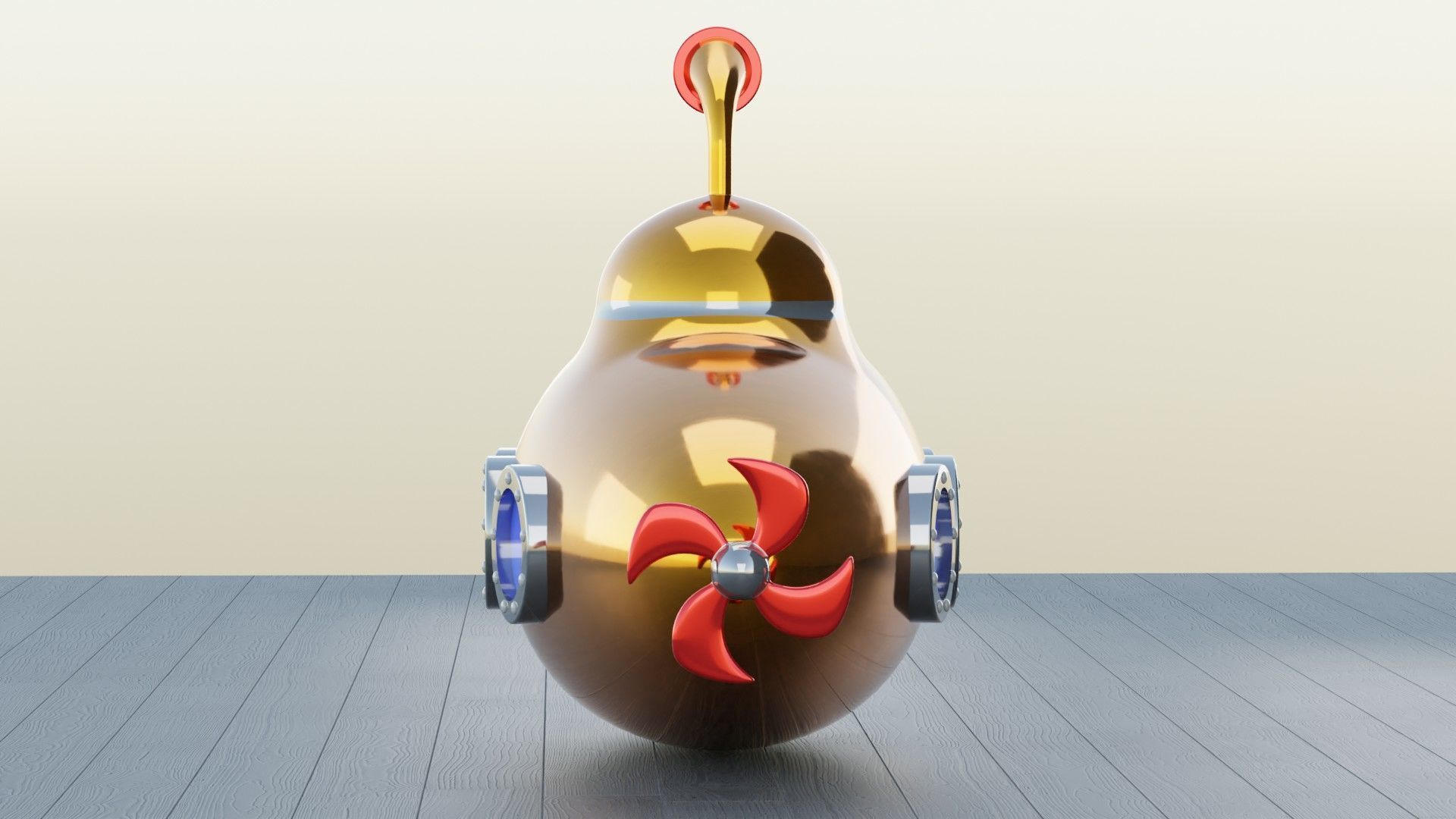 Cartoon Submarine 3D model_3