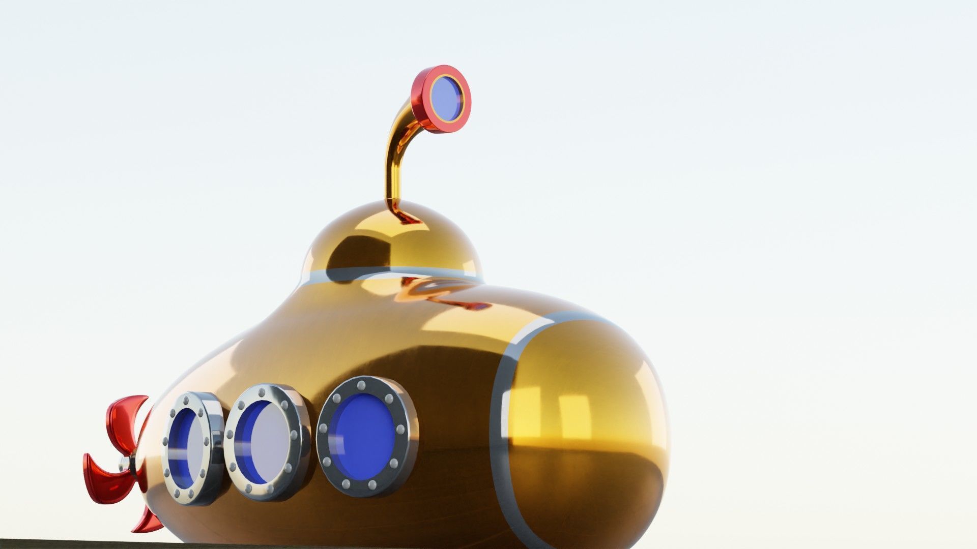 Cartoon Submarine 3D model_5
