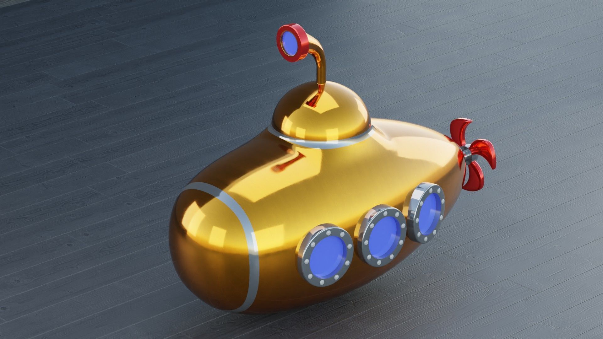 Cartoon Submarine 3D model_1
