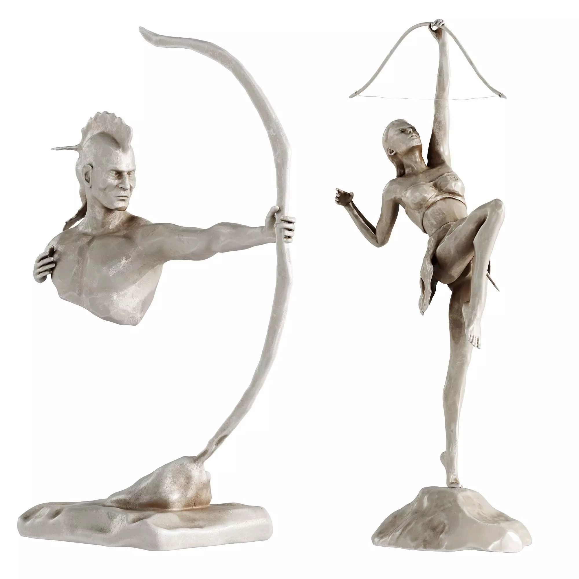 Human Sculptures 19 With Arrow Low-poly 3D model_0