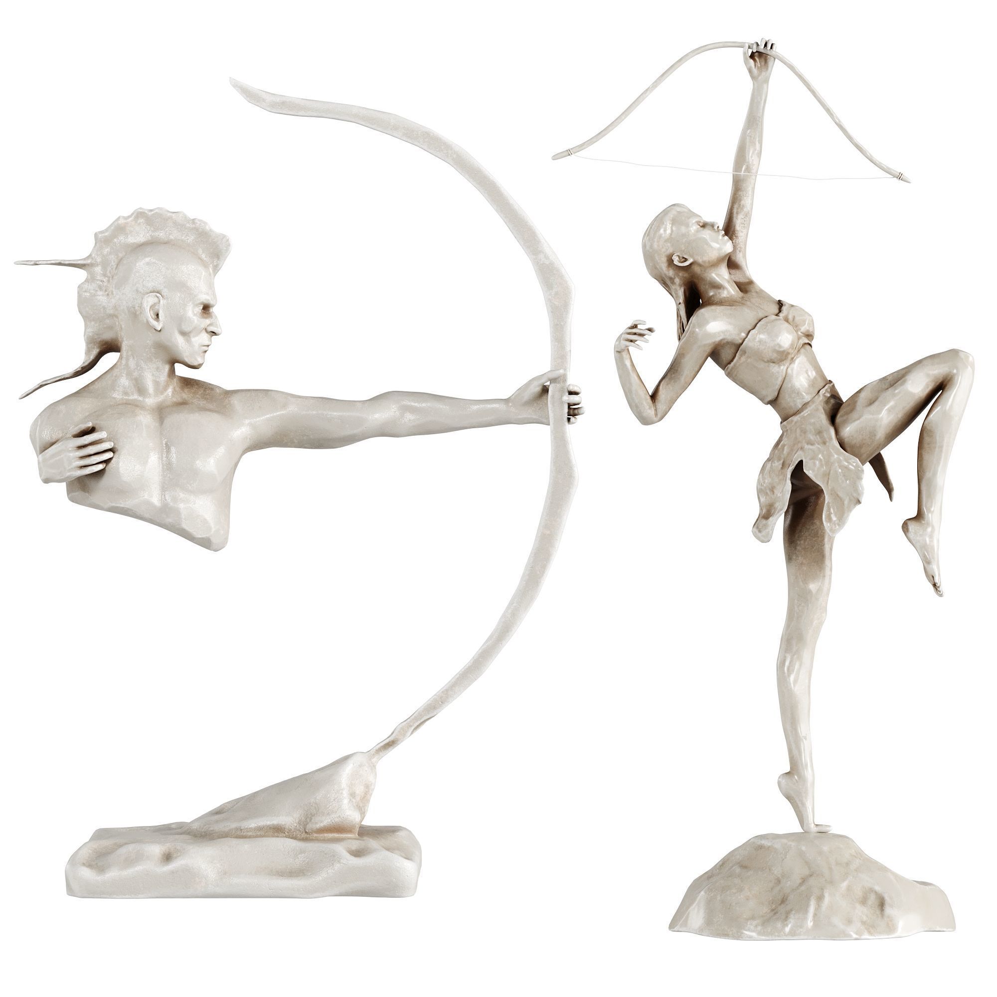 Human Sculptures 19 With Arrow Low-poly 3D model_5