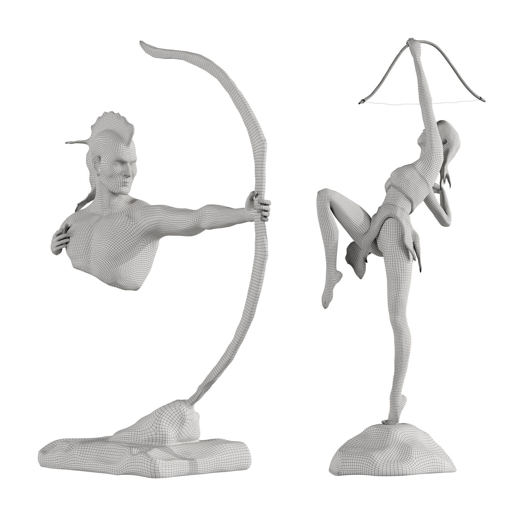 Human Sculptures 19 With Arrow Low-poly 3D model_7