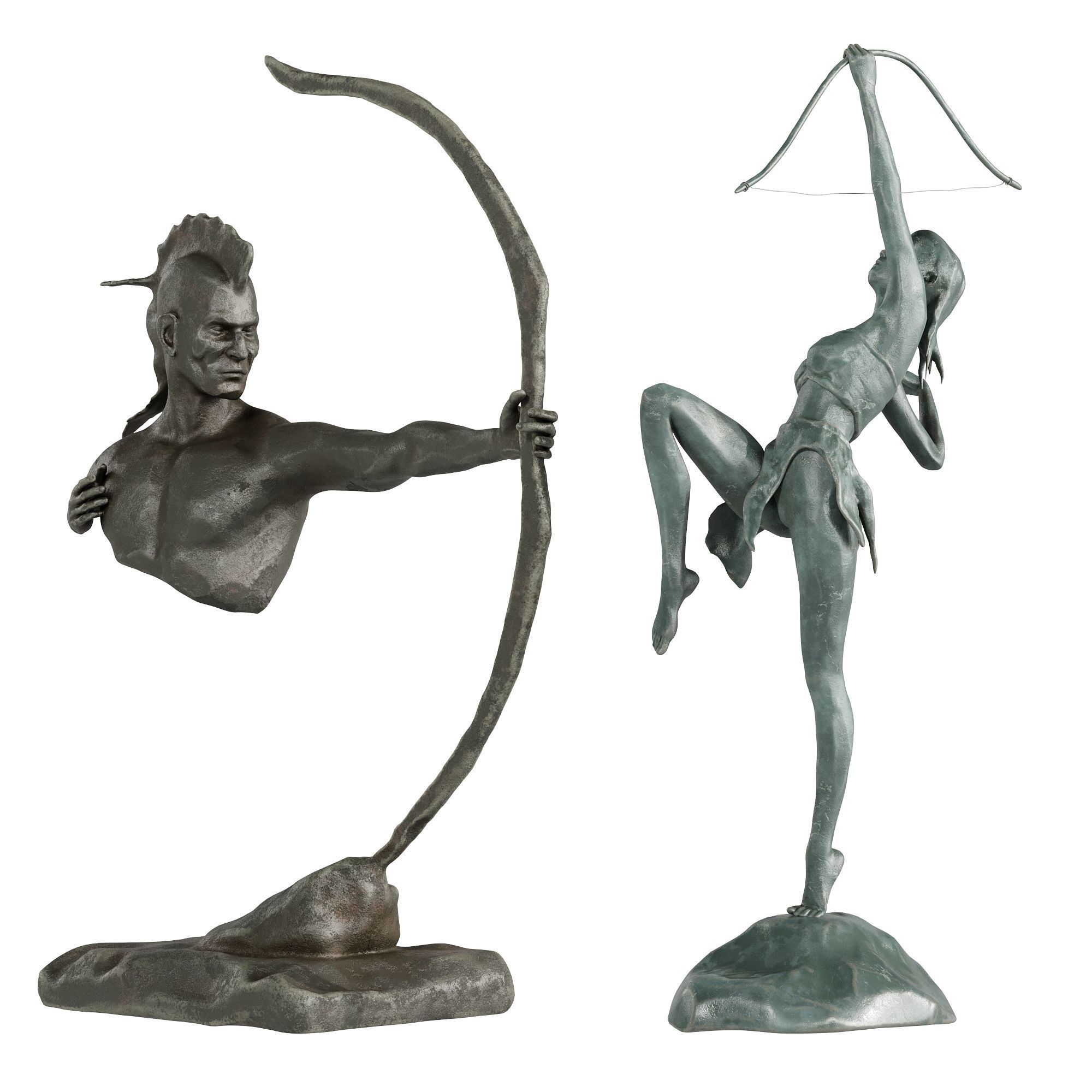 Human Sculptures 19 With Arrow Low-poly 3D model_1