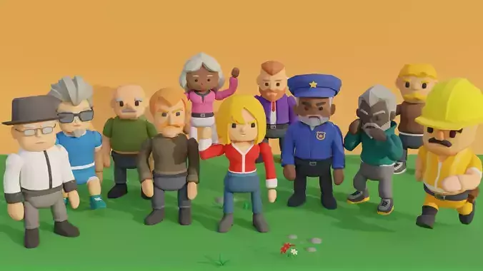 Cartoon City Character Pack Low-poly 3D model