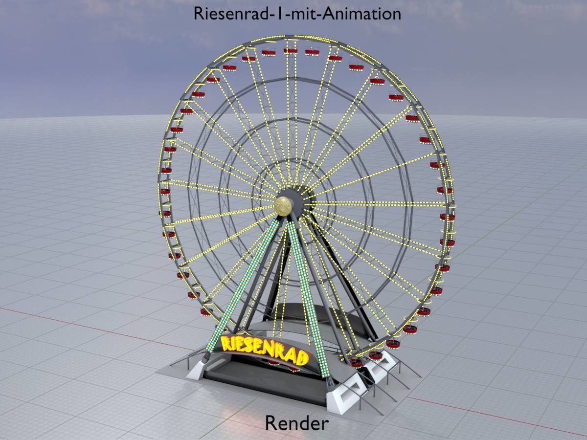 Ferris wheel version 1 with animation Low-poly 3D model_15