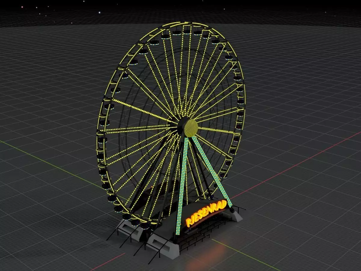 Ferris wheel version 1 with animation Low-poly 3D model_0