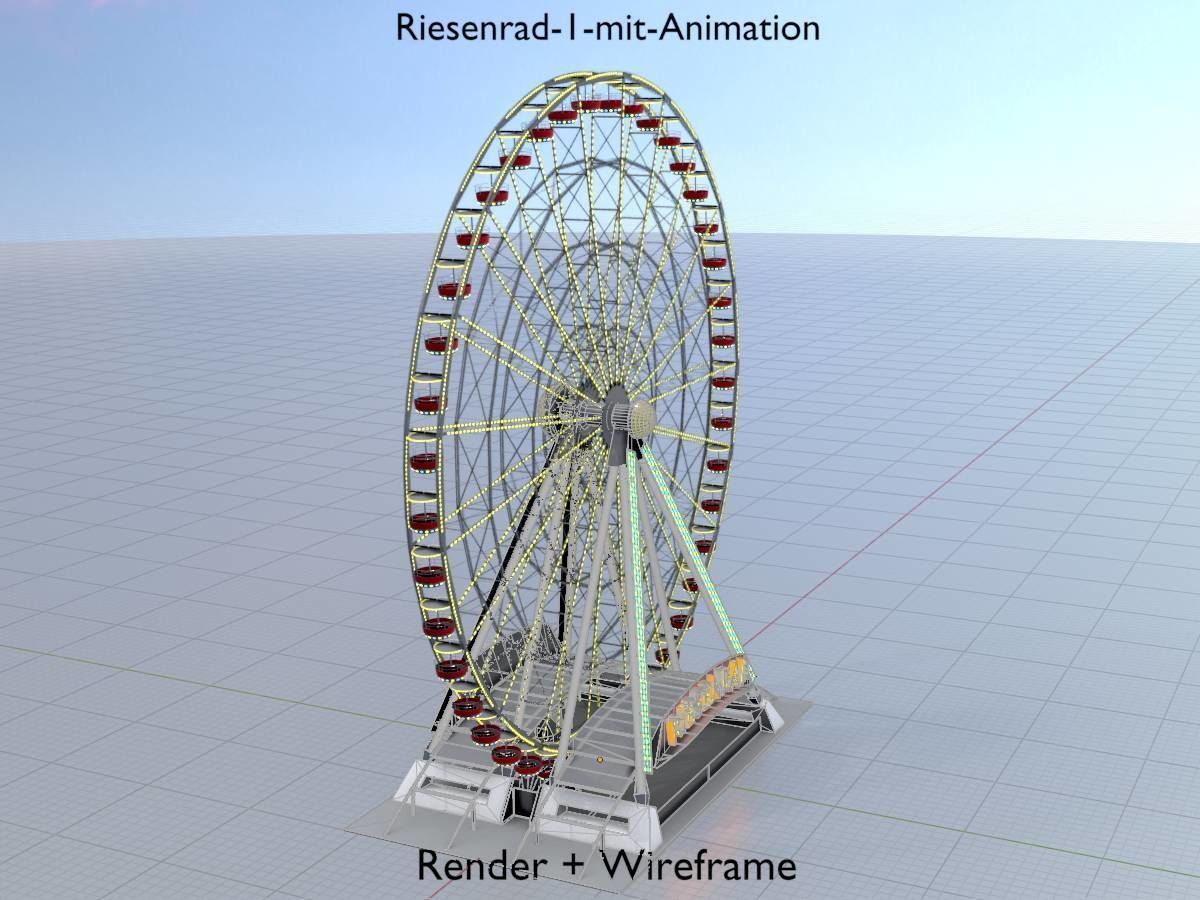 Ferris wheel version 1 with animation Low-poly 3D model_6