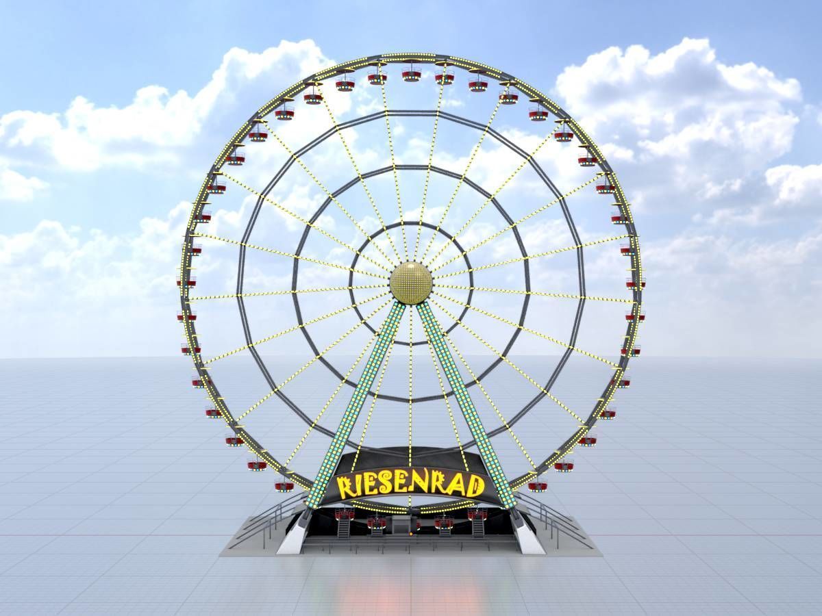 Ferris wheel version 1 with animation Low-poly 3D model_2