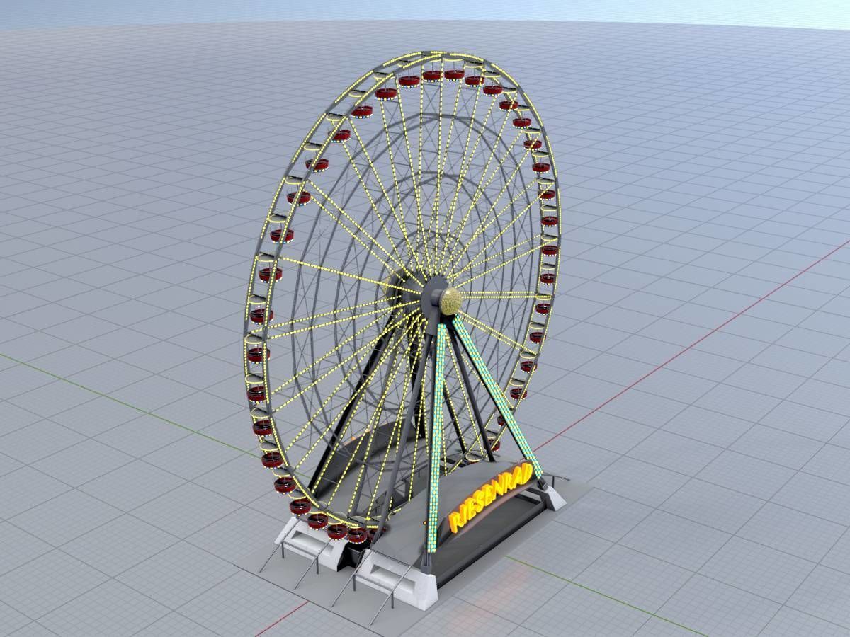 Ferris wheel version 1 with animation Low-poly 3D model_3