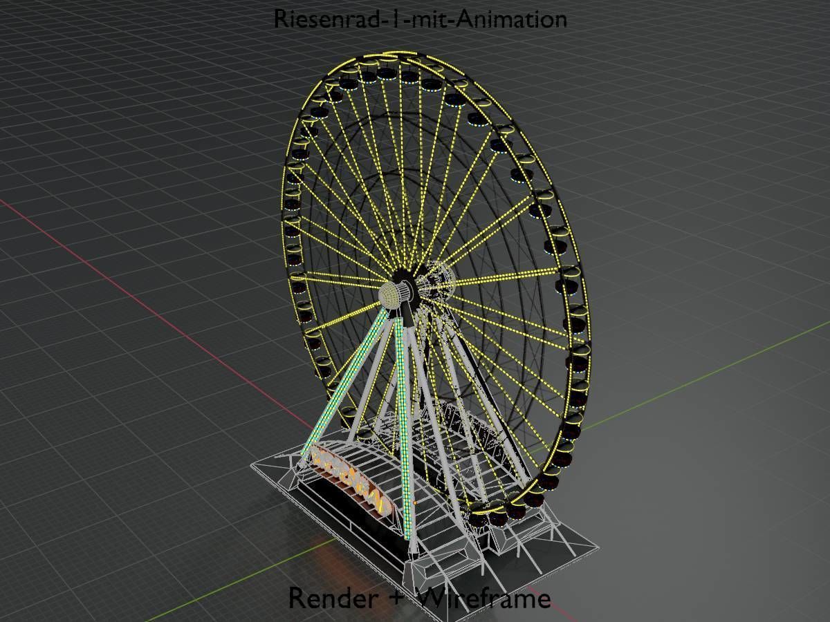 Ferris wheel version 1 with animation Low-poly 3D model_7