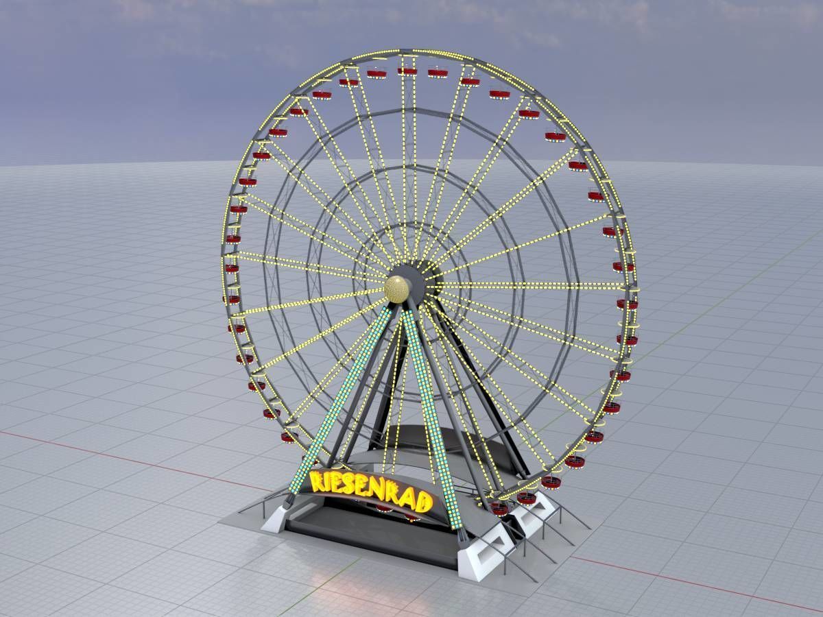Ferris wheel version 1 with animation Low-poly 3D model_4