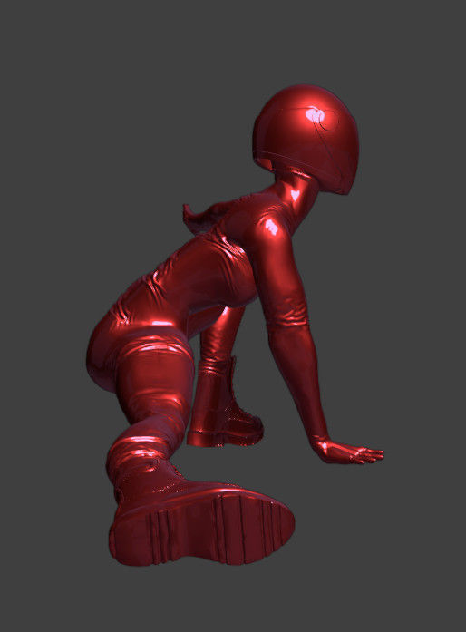 Print ready female character in a film like pose 3D print model_6