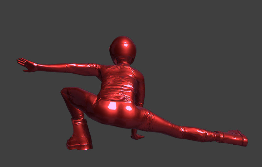 Print ready female character in a film like pose 3D print model_4