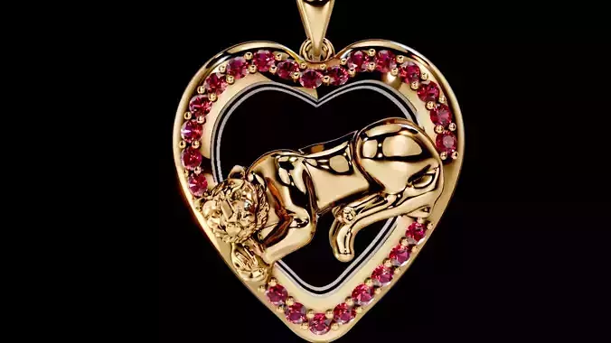 2 styles Panther on Heart pendant