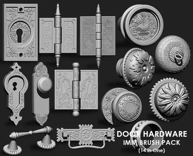 Door Hardware IMM Brush Pack 14 in One 3D model_0