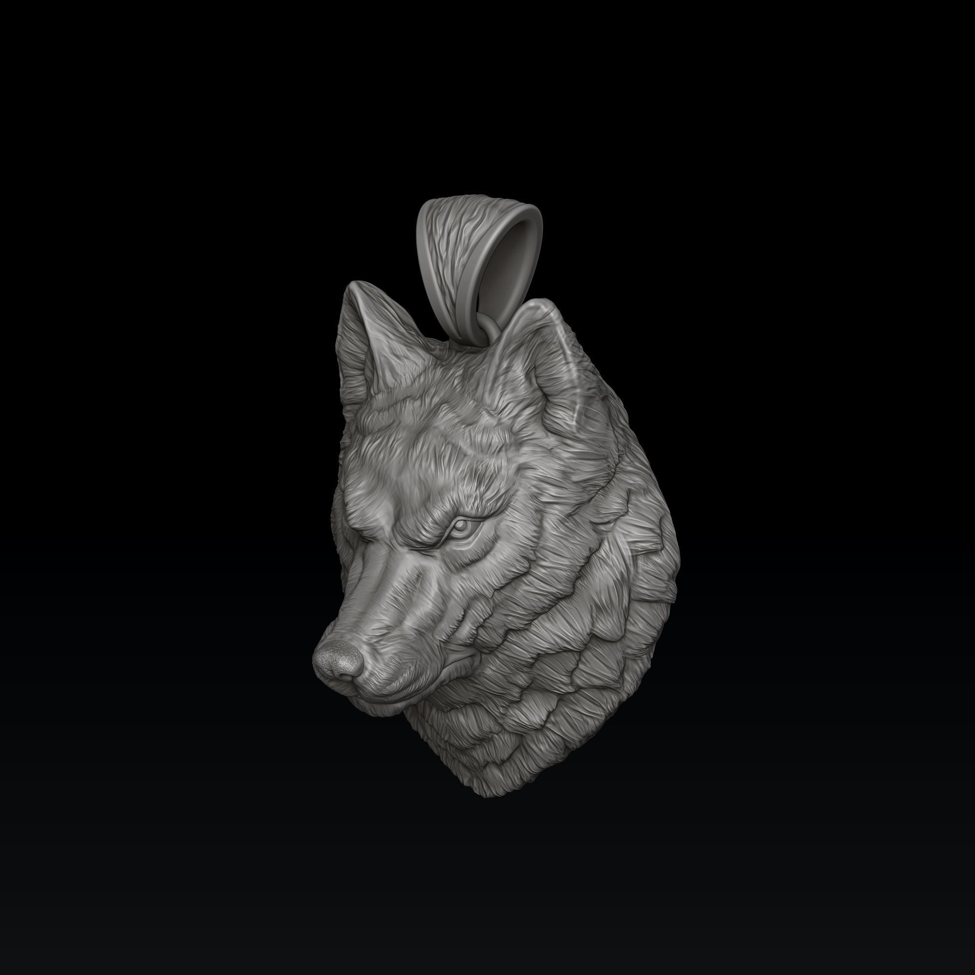 Wolf Head Pendant 3D print model_3
