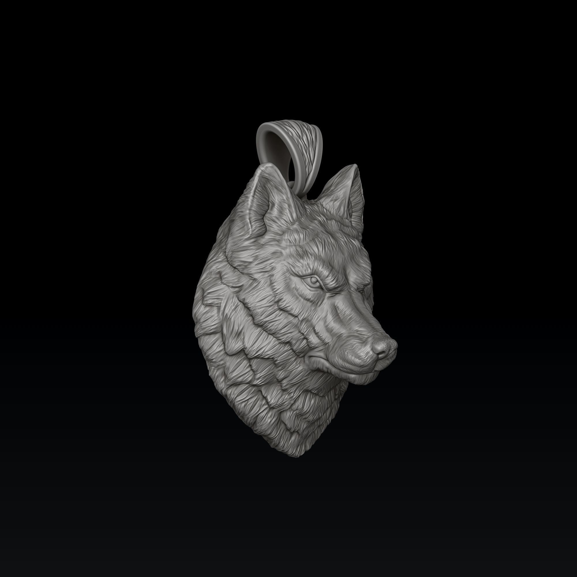 Wolf Head Pendant 3D print model_7